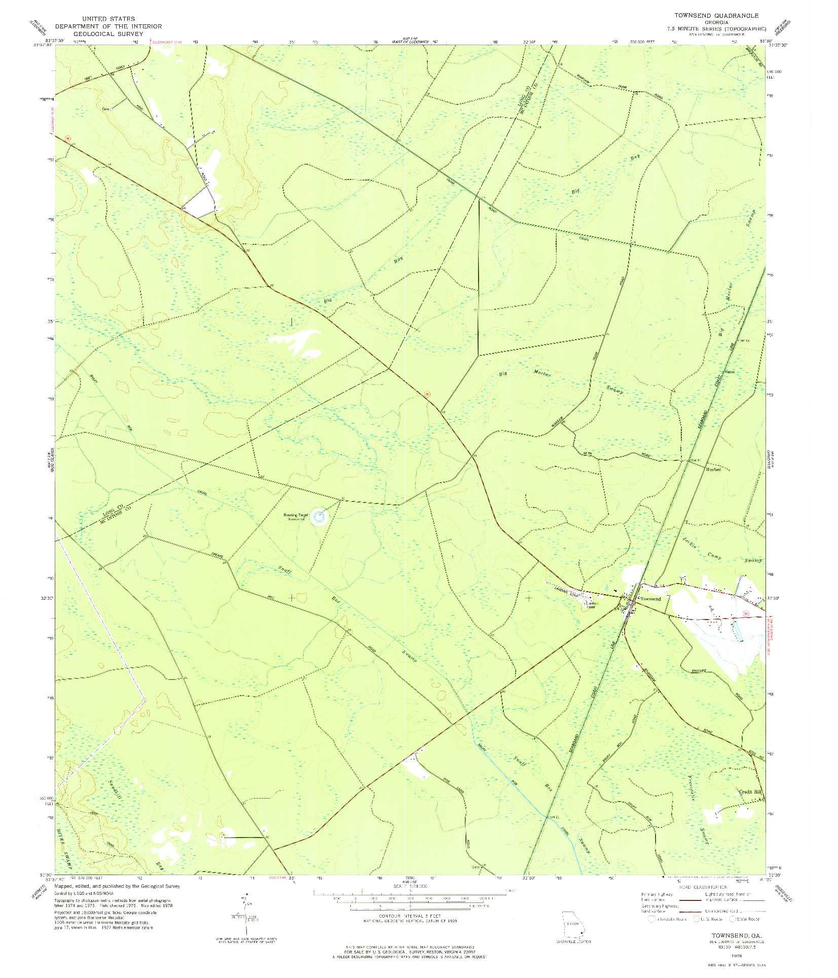 USGS 1:24000-SCALE QUADRANGLE FOR TOWNSEND, GA 1978