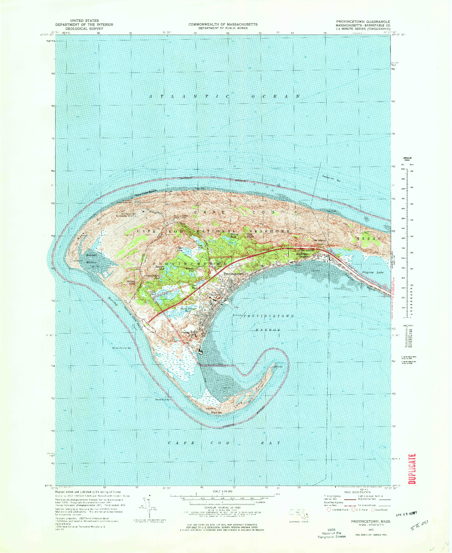 USGS 1:25000-SCALE QUADRANGLE FOR PROVINCETOWN, MA 1972