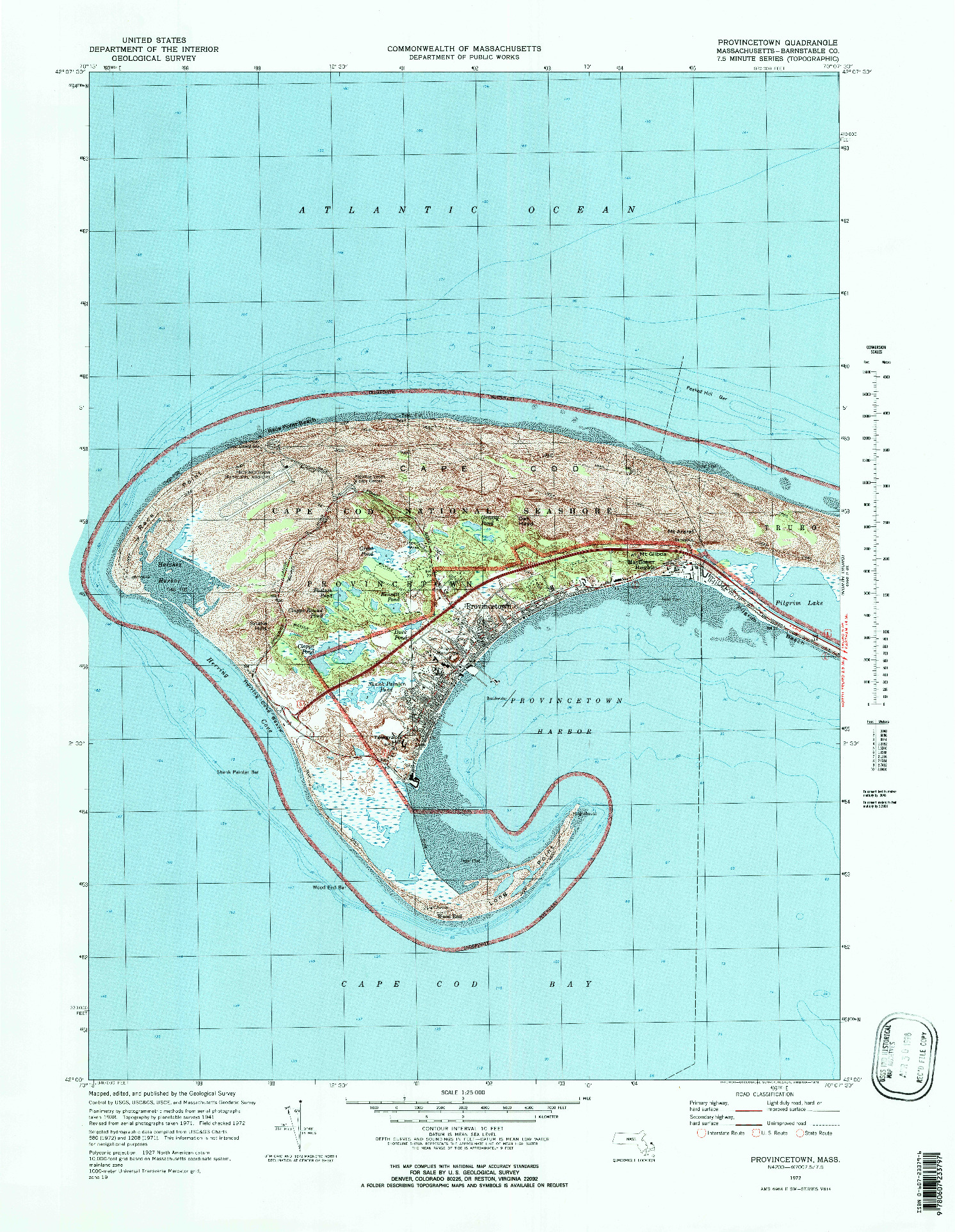 USGS 1:25000-SCALE QUADRANGLE FOR PROVINCETOWN, MA 1972