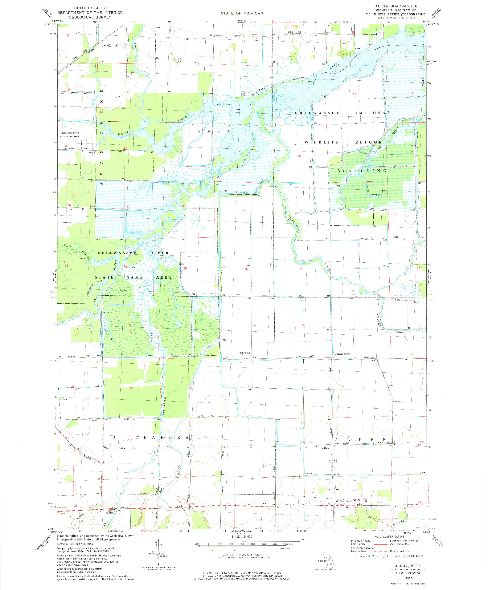 USGS 1:24000-SCALE QUADRANGLE FOR ALICIA, MI 1975