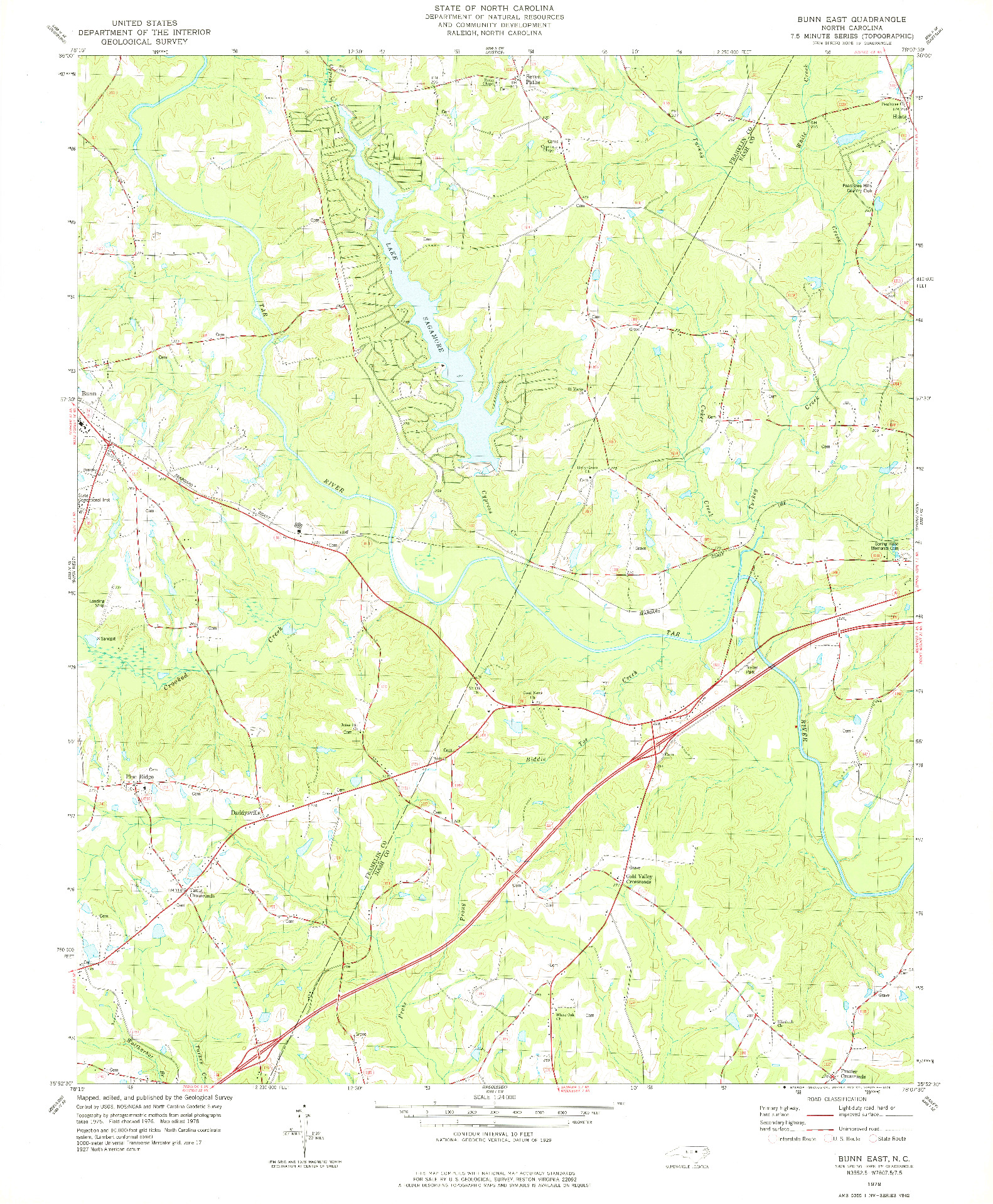 USGS 1:24000-SCALE QUADRANGLE FOR BUNN EAST, NC 1978