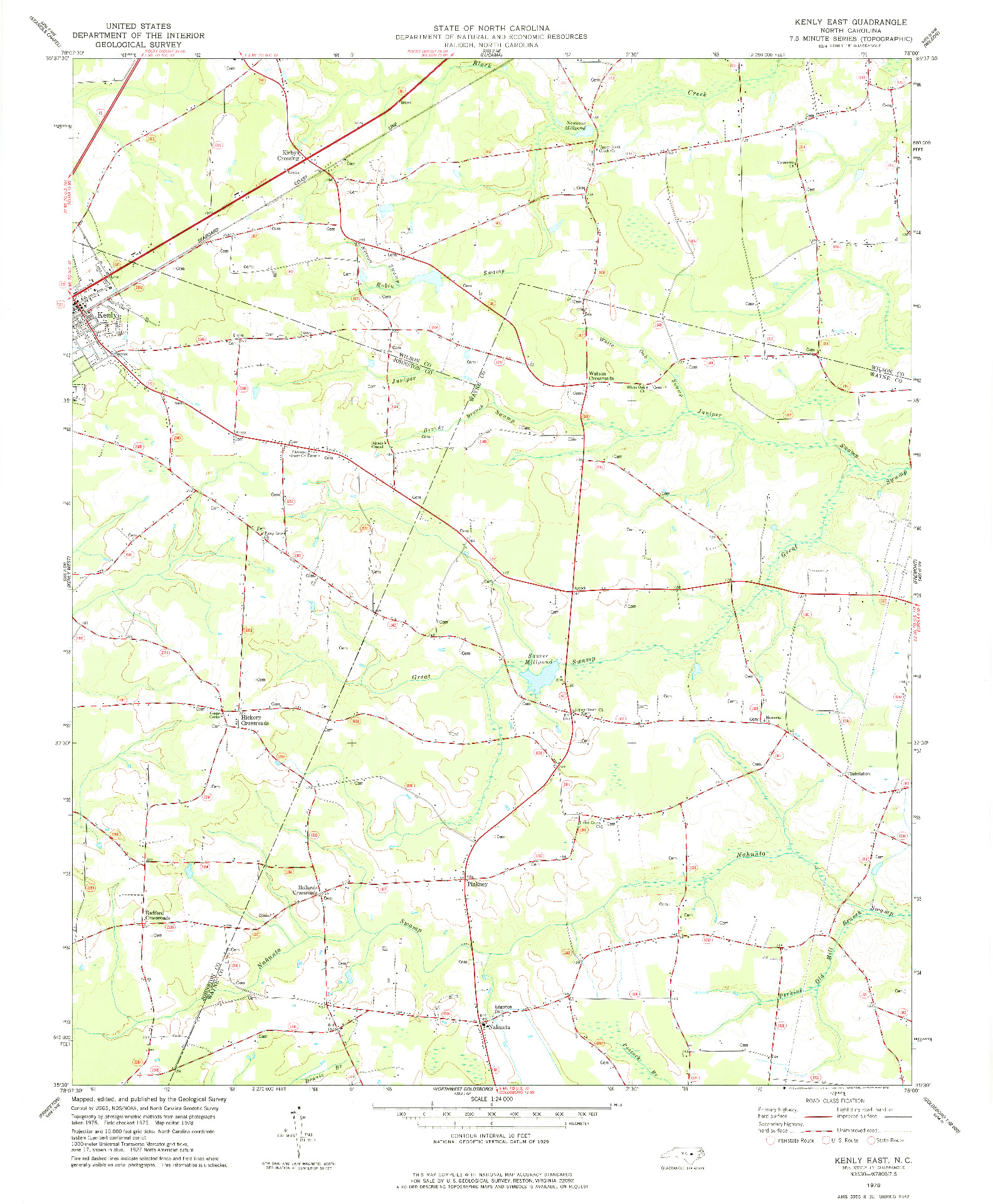 USGS 1:24000-SCALE QUADRANGLE FOR KENLY EAST, NC 1978