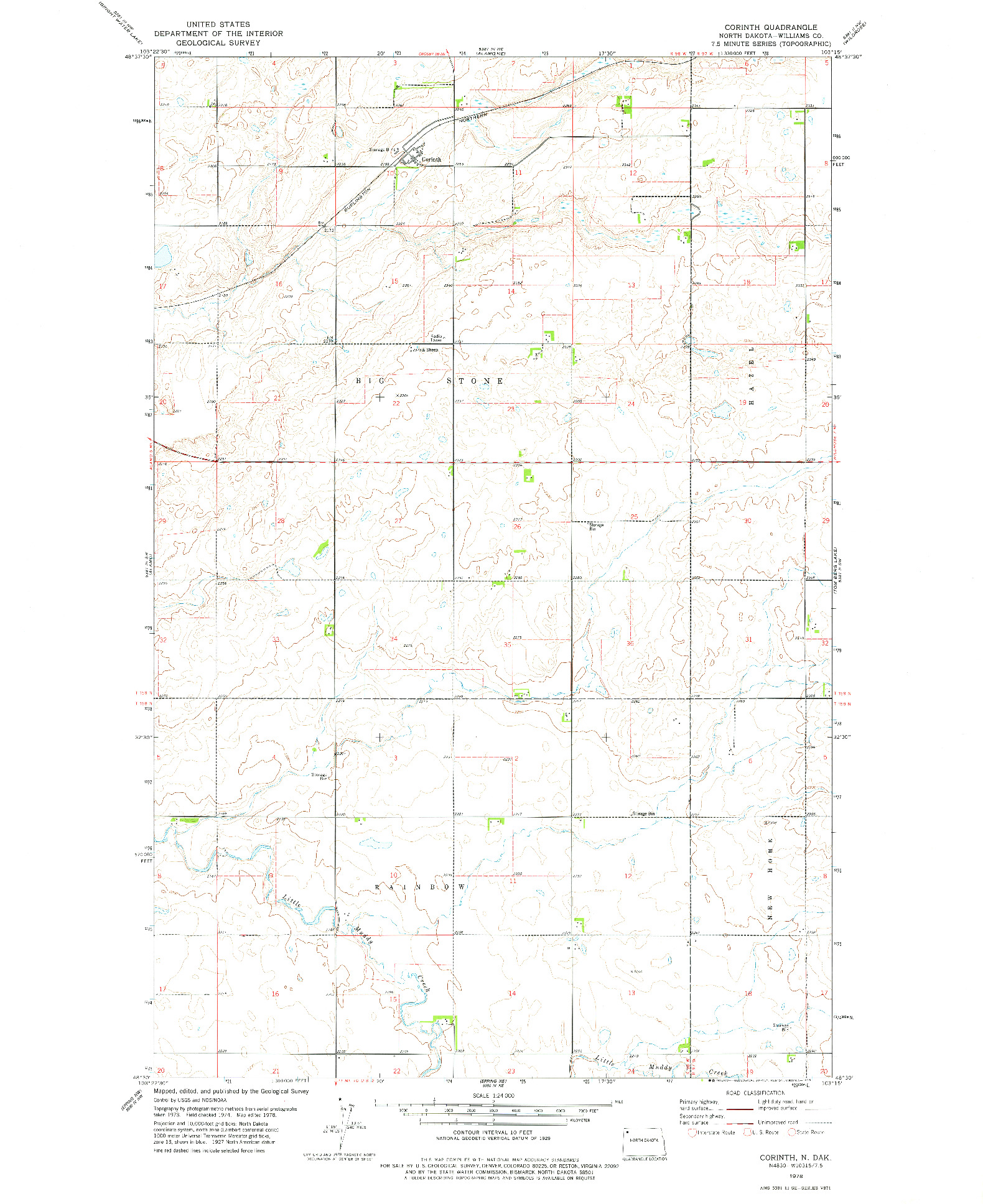 USGS 1:24000-SCALE QUADRANGLE FOR CORINTH, ND 1978