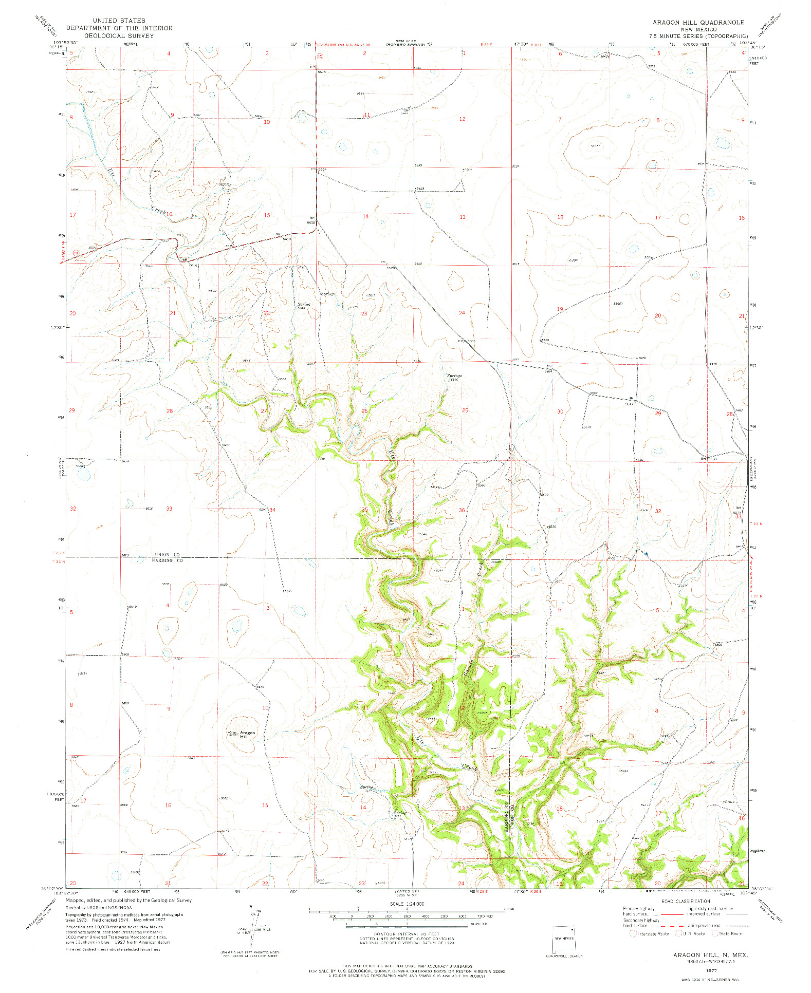 USGS 1:24000-SCALE QUADRANGLE FOR ARAGON HILL, NM 1977