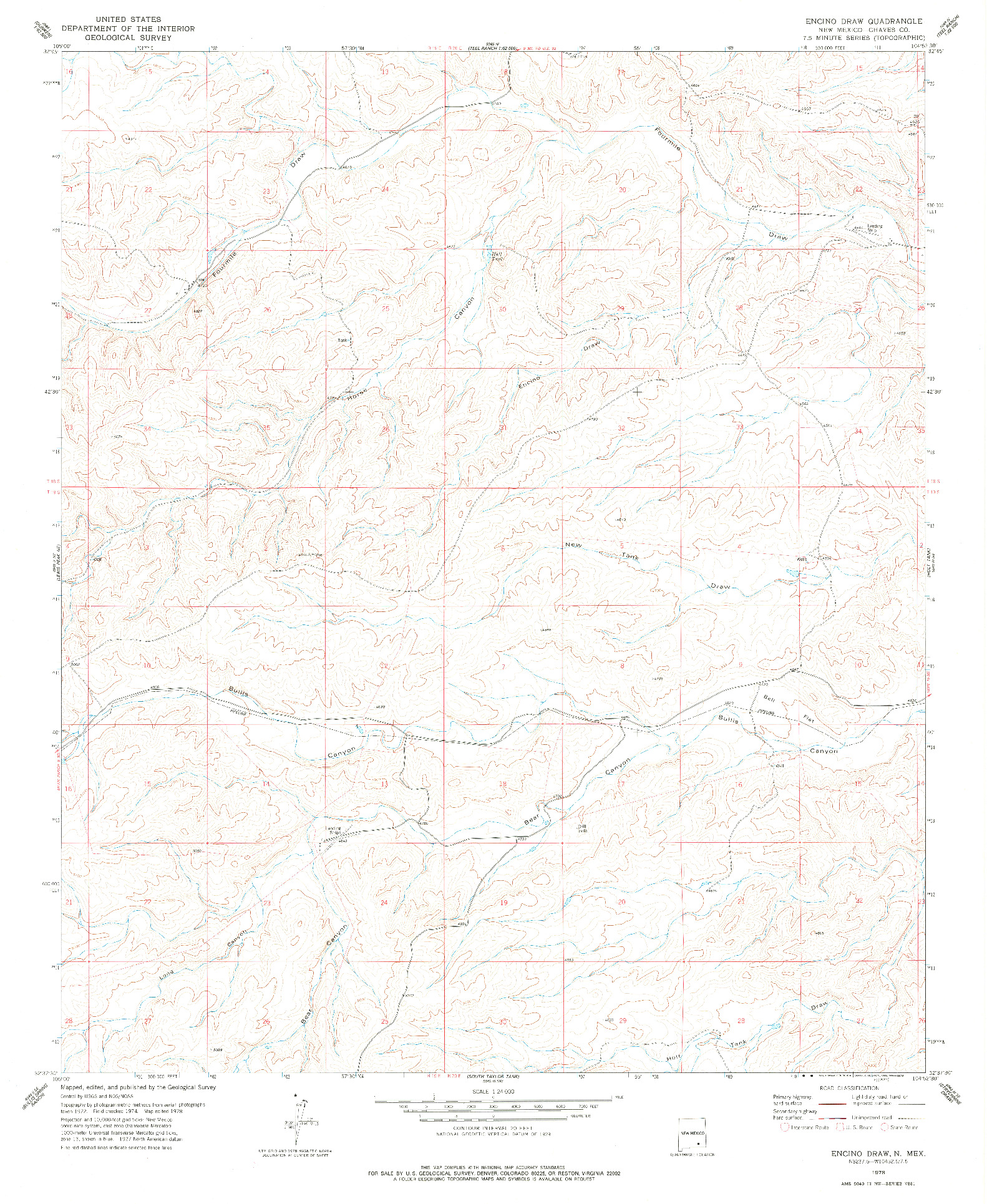 USGS 1:24000-SCALE QUADRANGLE FOR ENCINO DRAW, NM 1978