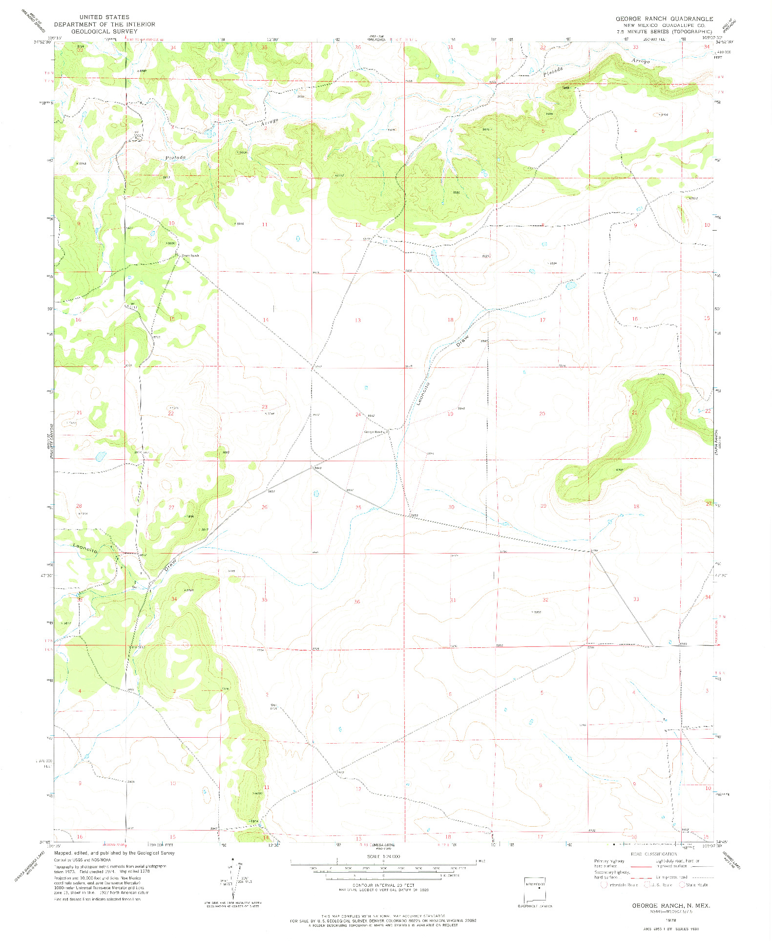 USGS 1:24000-SCALE QUADRANGLE FOR GEORGE RANCH, NM 1978