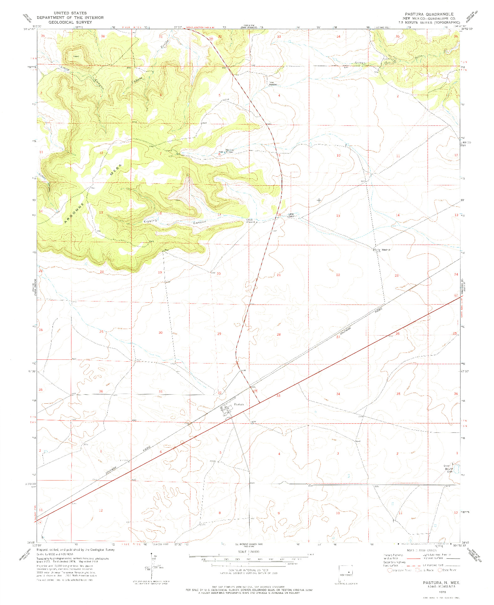 USGS 1:24000-SCALE QUADRANGLE FOR PASTURA, NM 1978