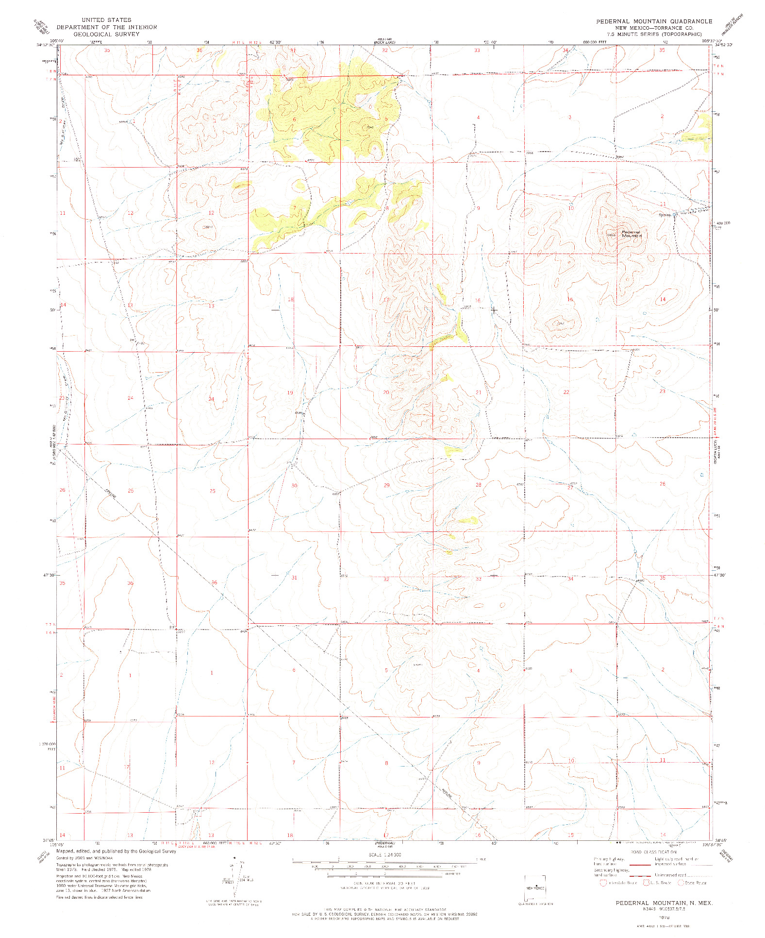 USGS 1:24000-SCALE QUADRANGLE FOR PEDERNAL MOUNTAIN, NM 1978