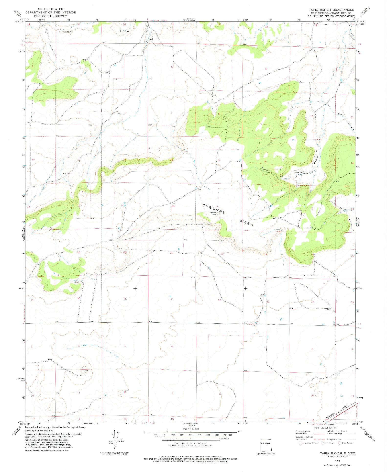 USGS 1:24000-SCALE QUADRANGLE FOR TAPIA RANCH, NM 1978