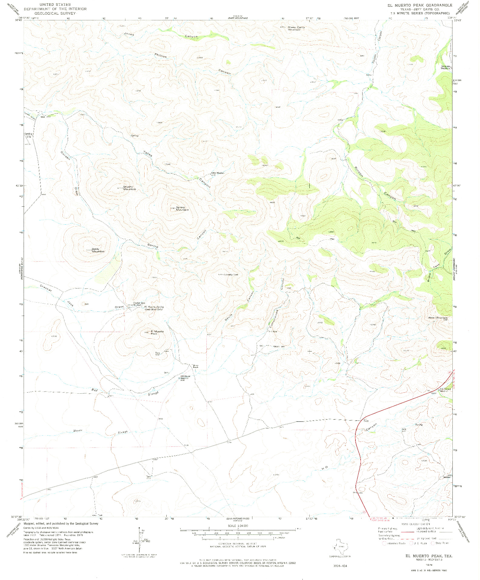 USGS 1:24000-SCALE QUADRANGLE FOR EL MUERTO PEAK, TX 1978