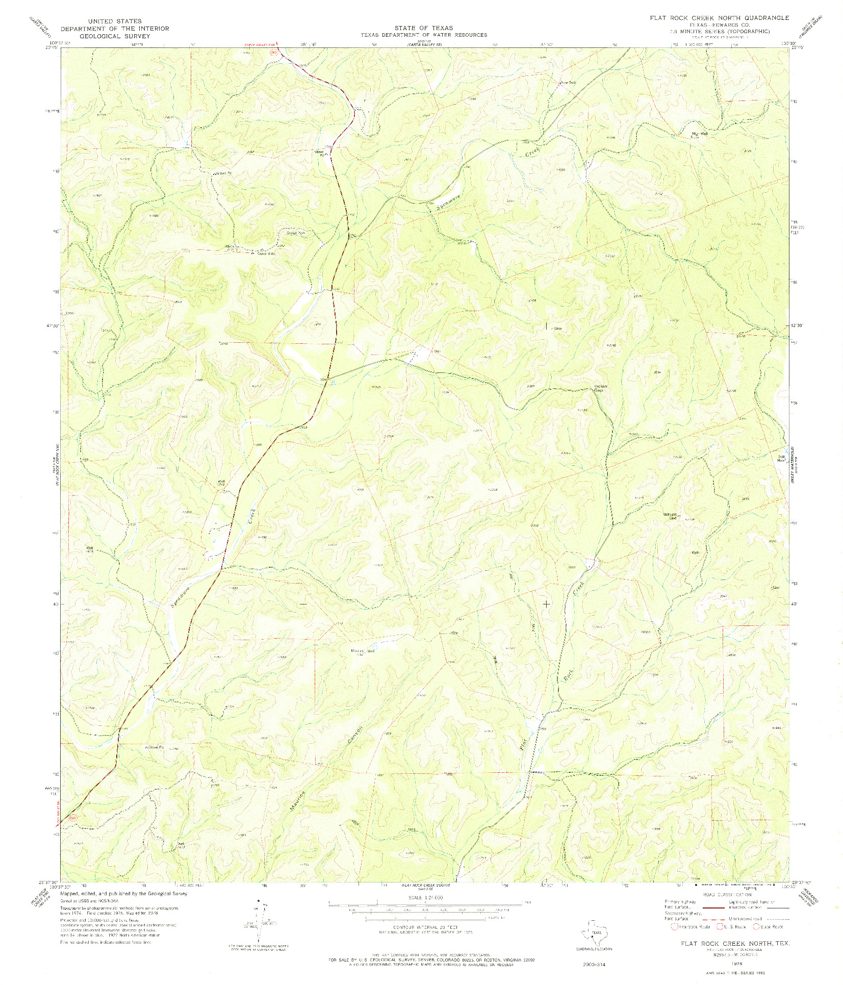 USGS 1:24000-SCALE QUADRANGLE FOR FLAT ROCK CREEK NORTH, TX 1978