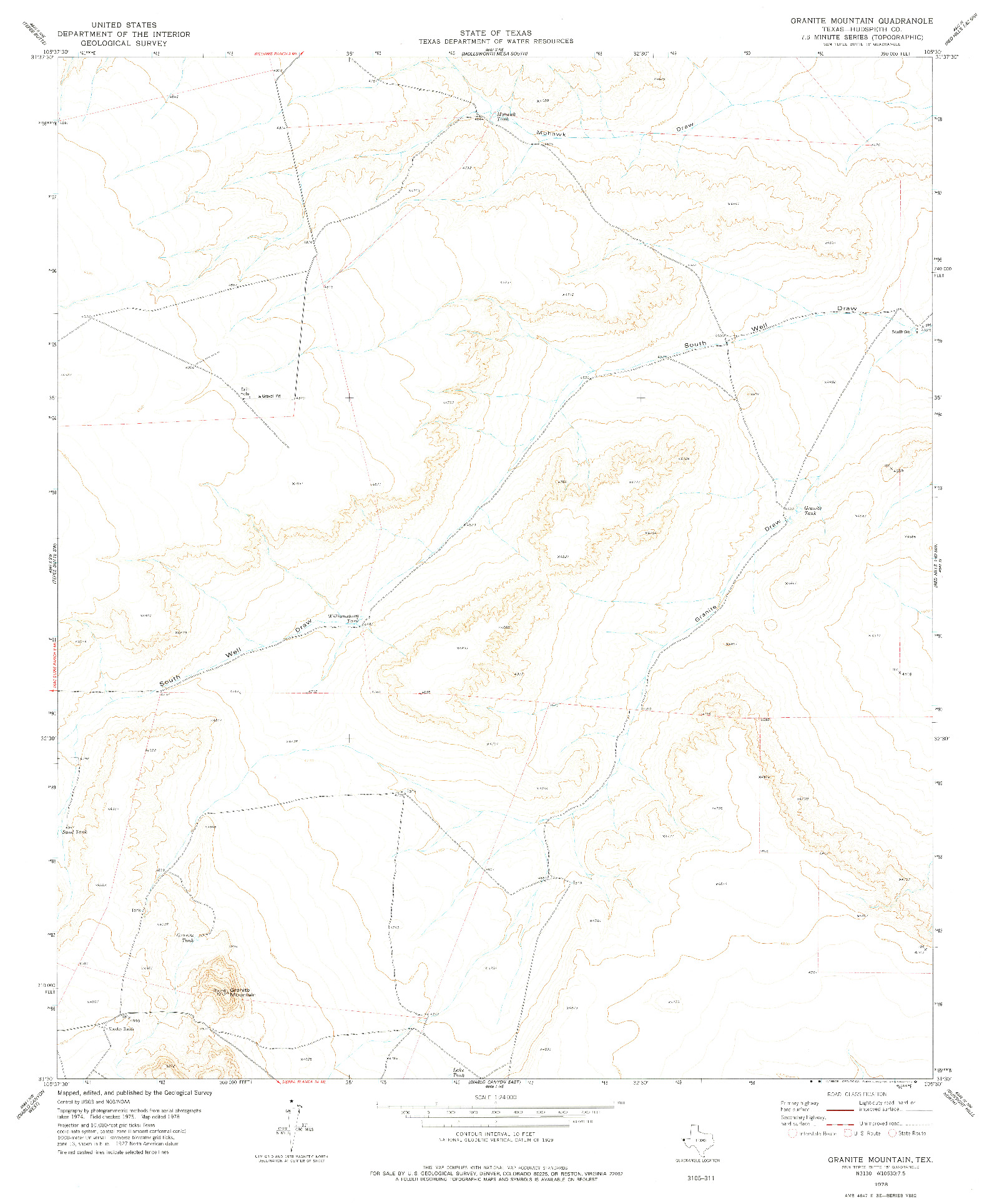 USGS 1:24000-SCALE QUADRANGLE FOR GRANITE MOUNTAIN, TX 1978