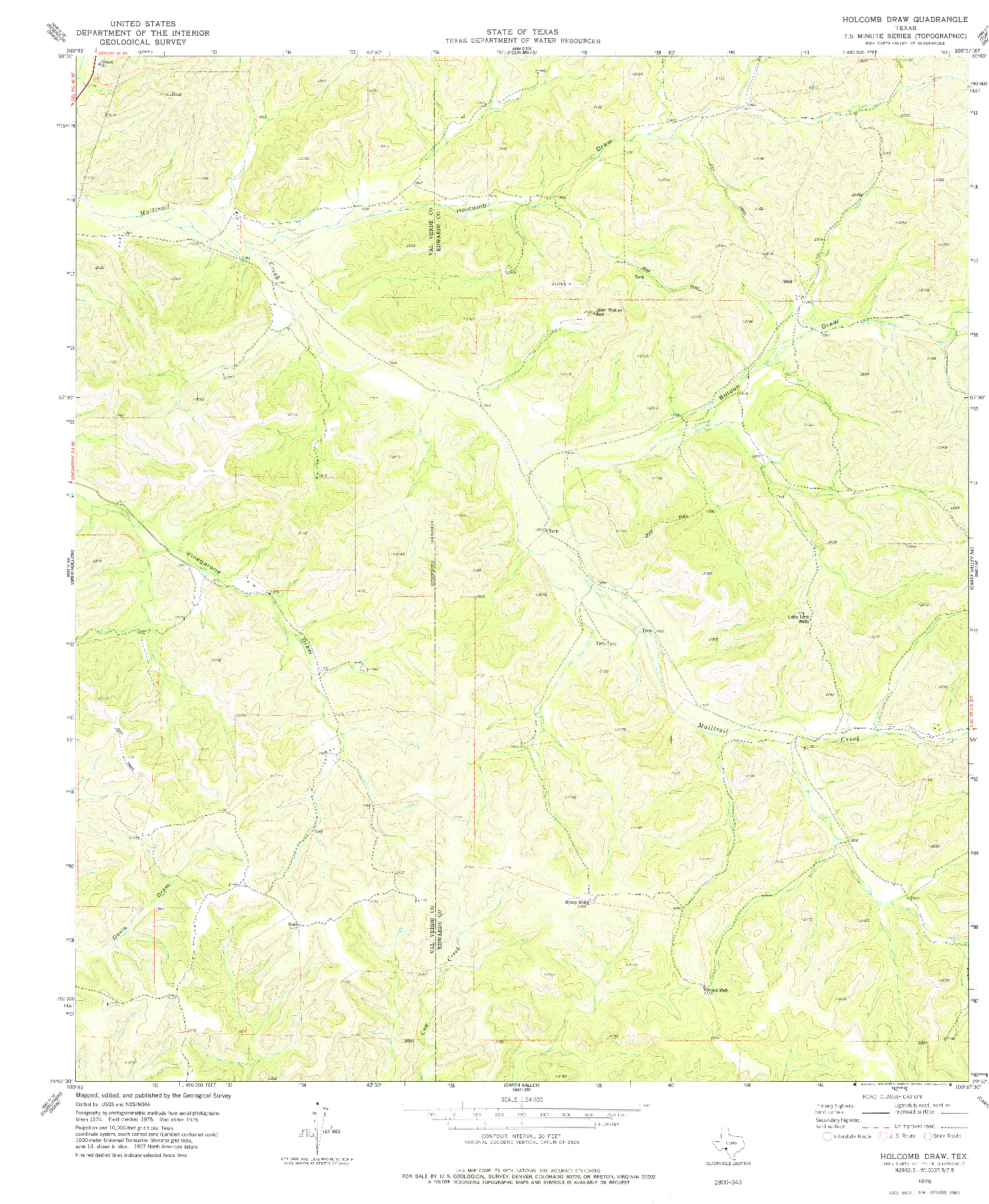 USGS 1:24000-SCALE QUADRANGLE FOR HOLCOMB DRAW, TX 1978