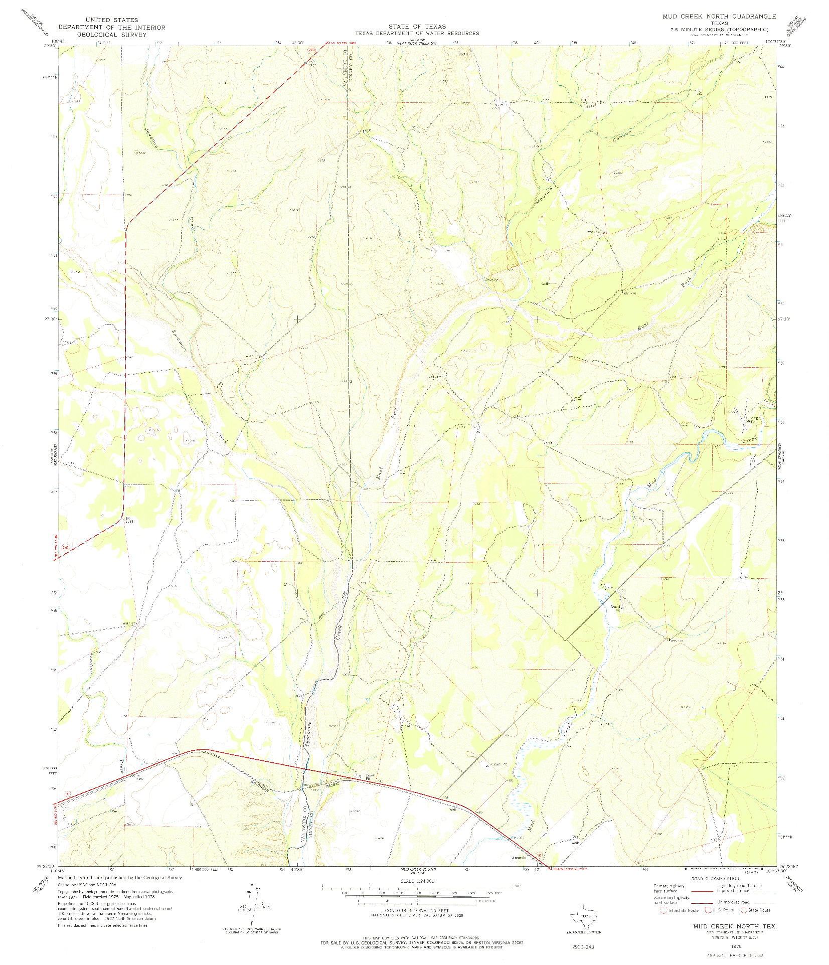 USGS 1:24000-SCALE QUADRANGLE FOR MUD CREEK NORTH, TX 1978