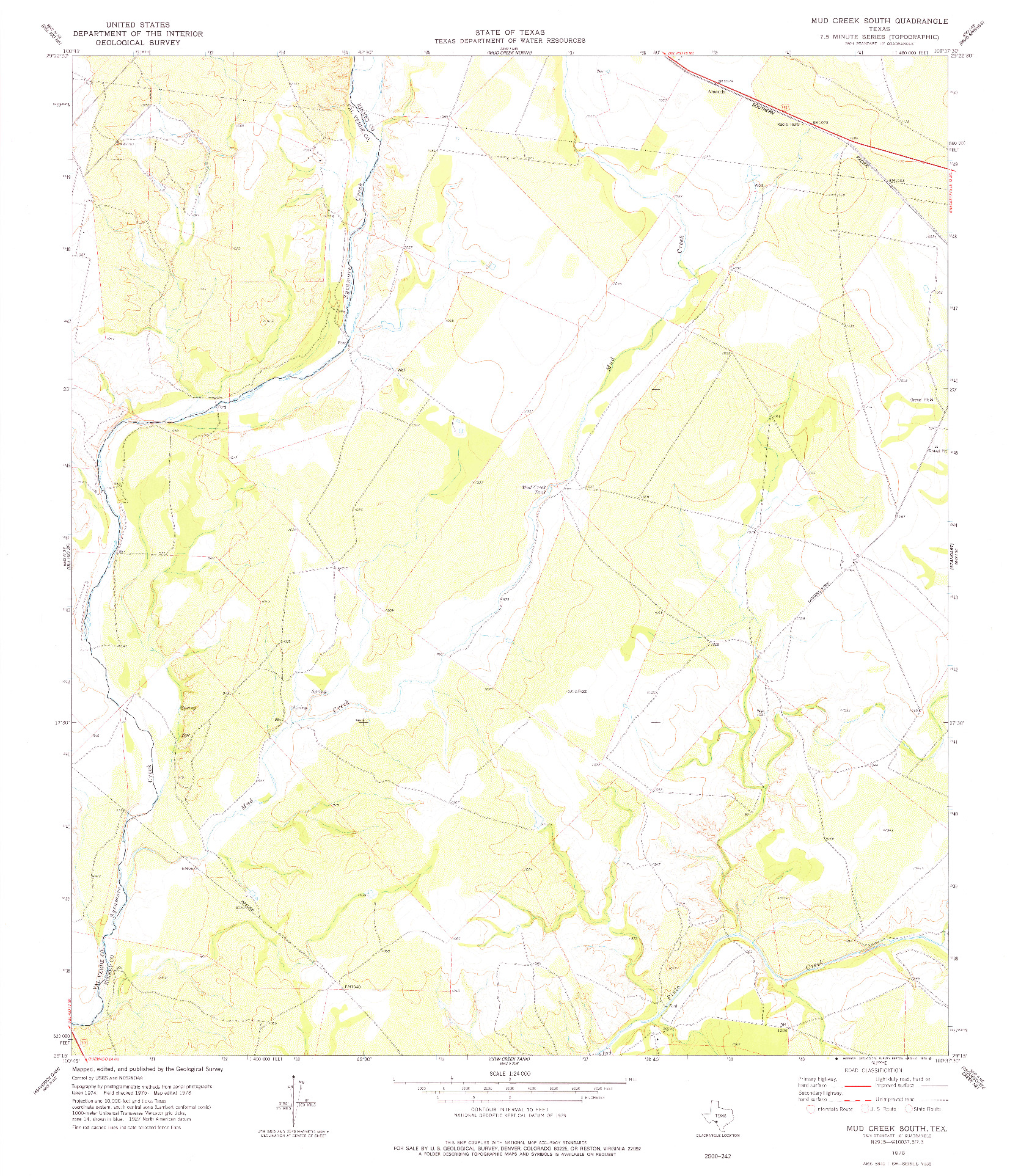 USGS 1:24000-SCALE QUADRANGLE FOR MUD CREEK SOUTH, TX 1978
