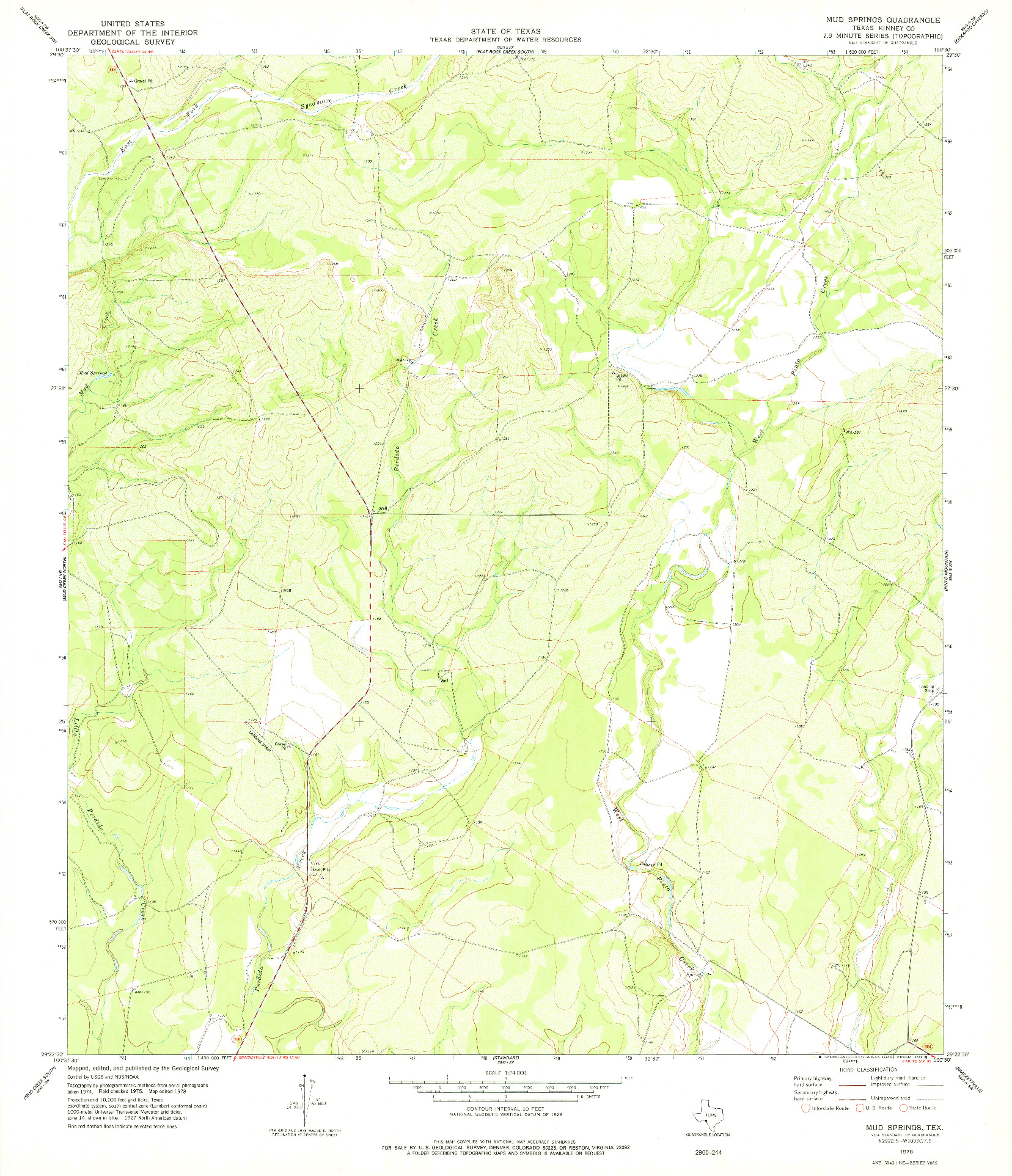 USGS 1:24000-SCALE QUADRANGLE FOR MUD SPRINGS, TX 1978