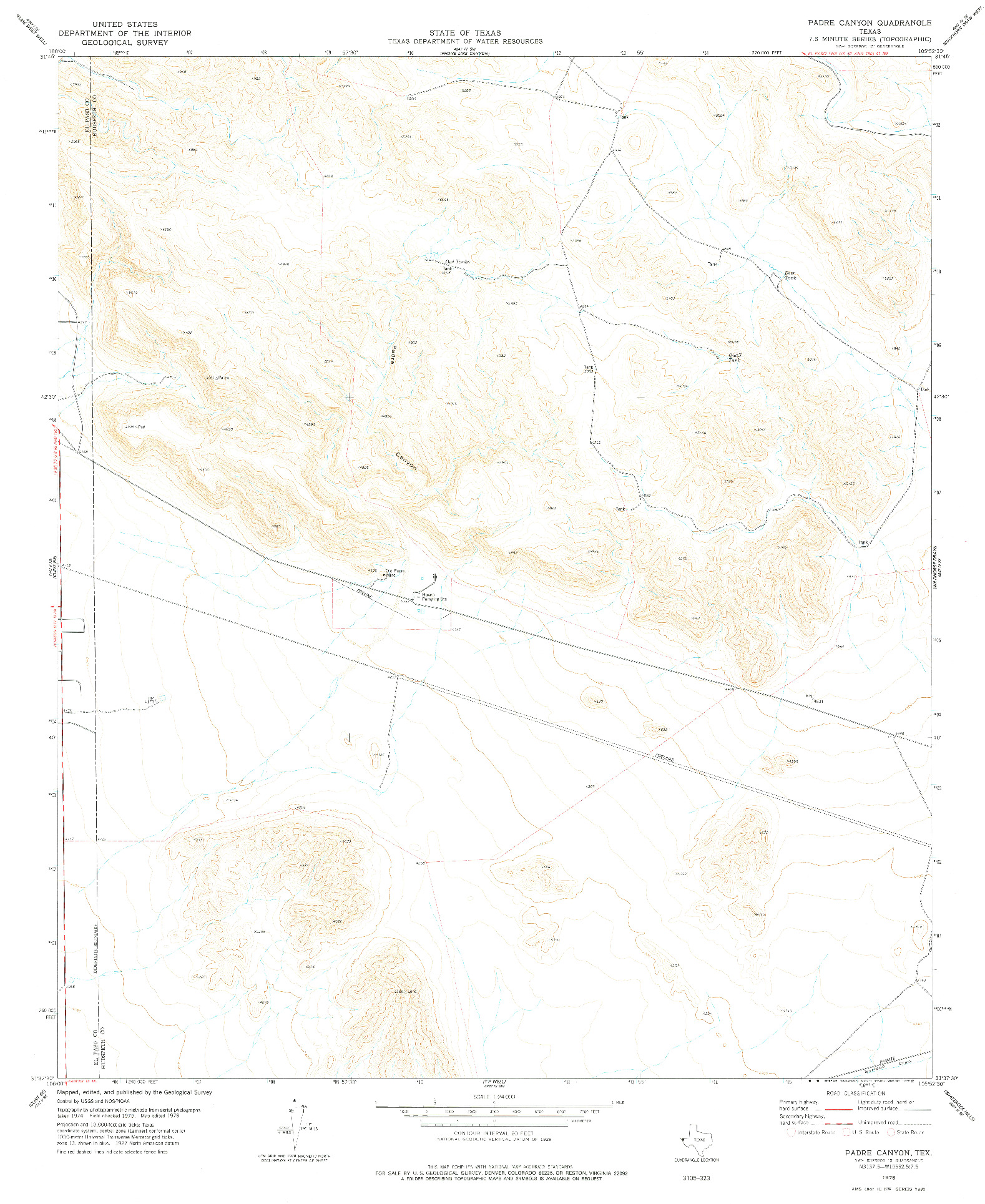 USGS 1:24000-SCALE QUADRANGLE FOR PADRE CANYON, TX 1978