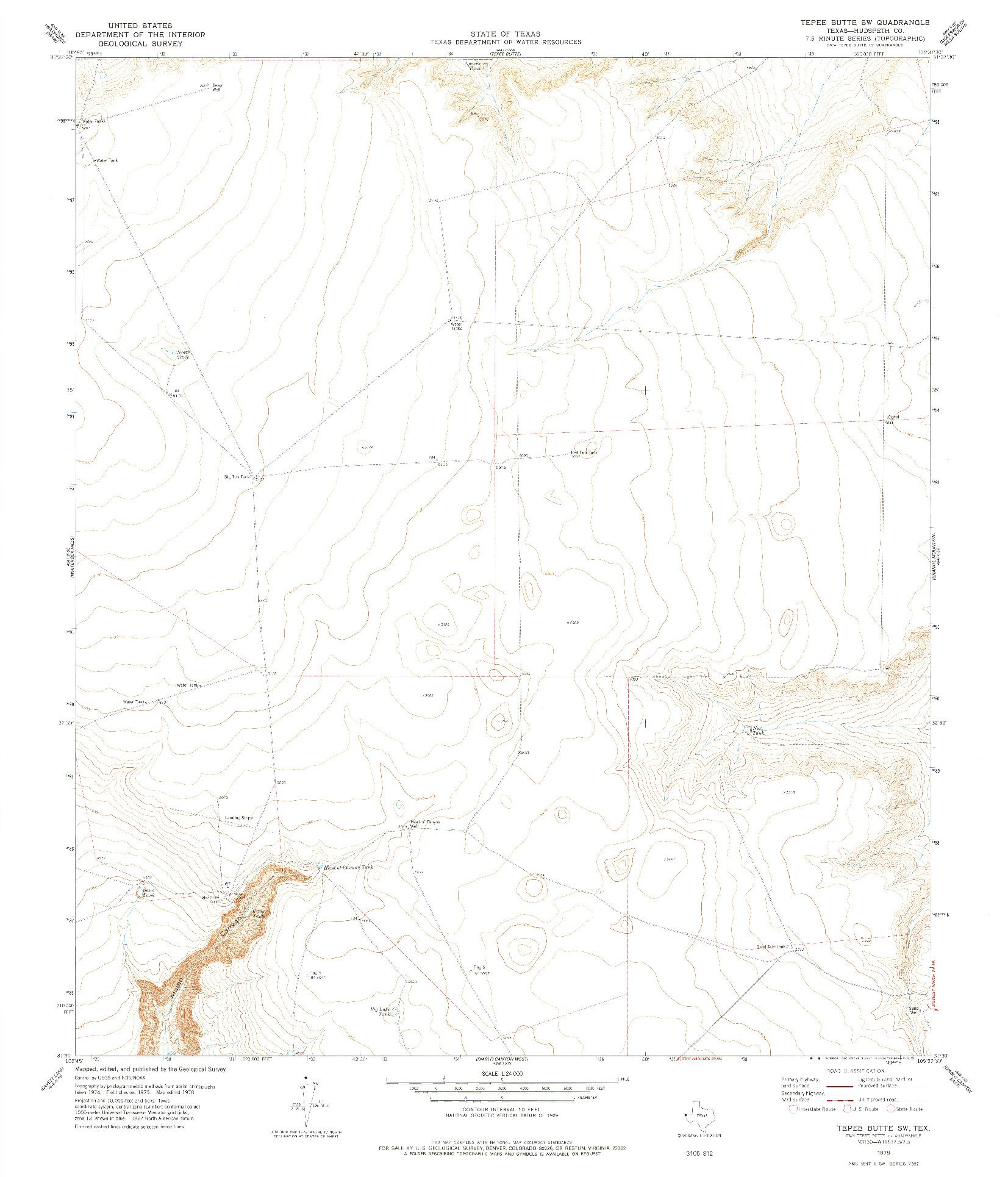 USGS 1:24000-SCALE QUADRANGLE FOR TEPEE BUTTE SW, TX 1978