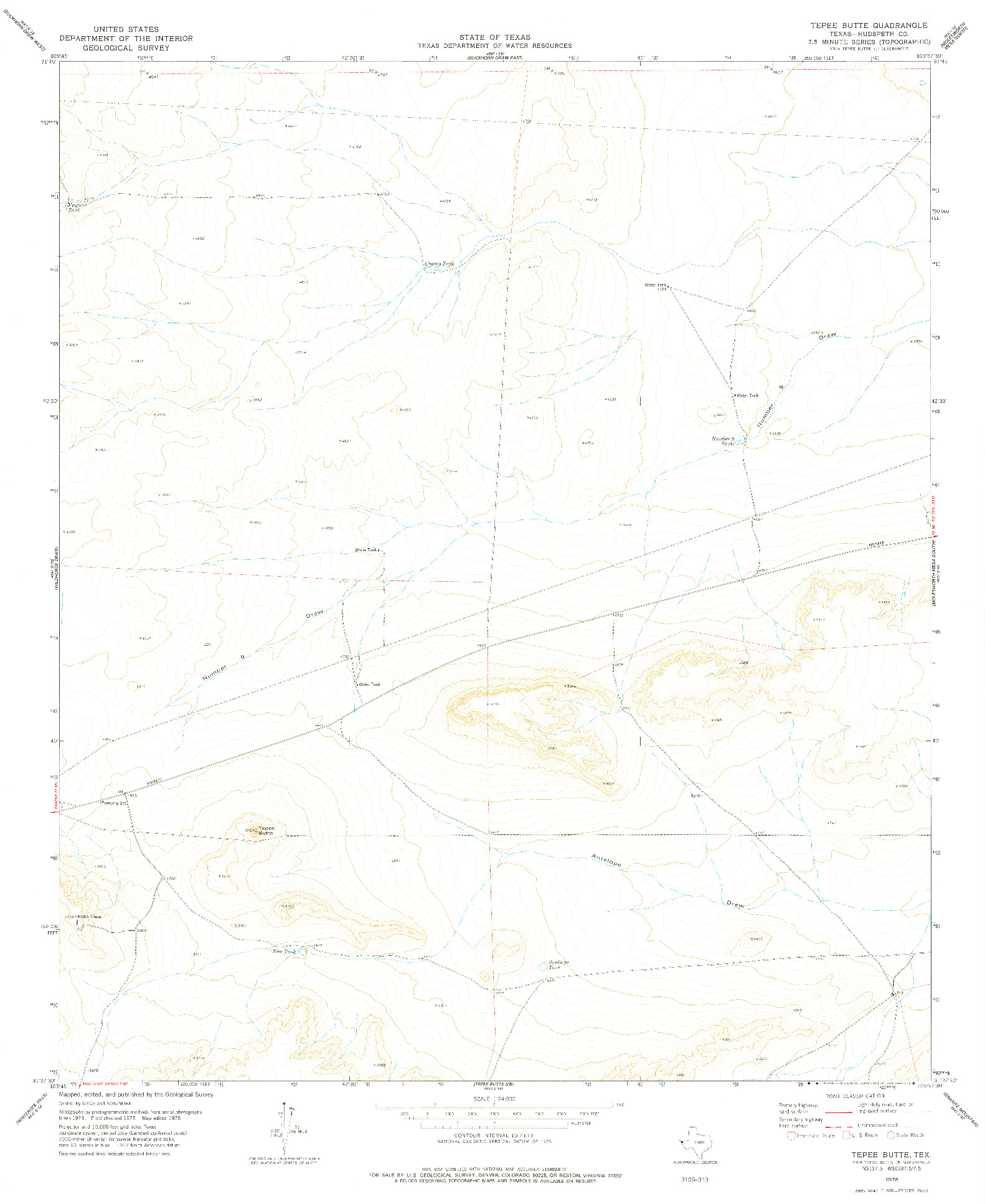 USGS 1:24000-SCALE QUADRANGLE FOR TEPEE BUTTE, TX 1978