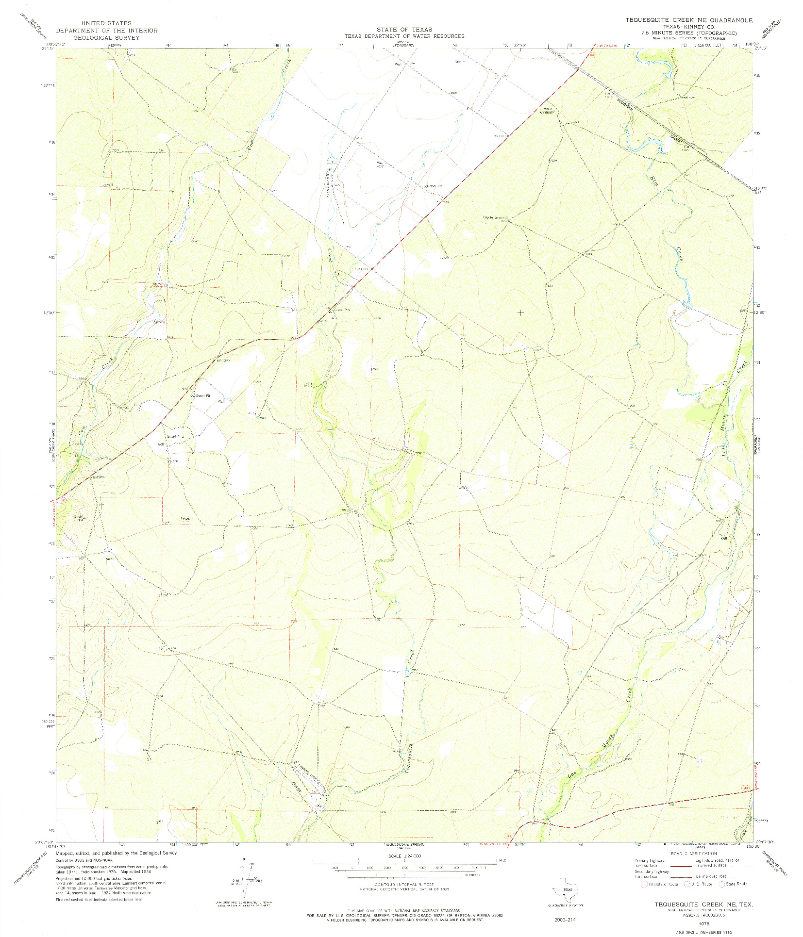 USGS 1:24000-SCALE QUADRANGLE FOR TEQUESQUITE CREEK NE, TX 1978