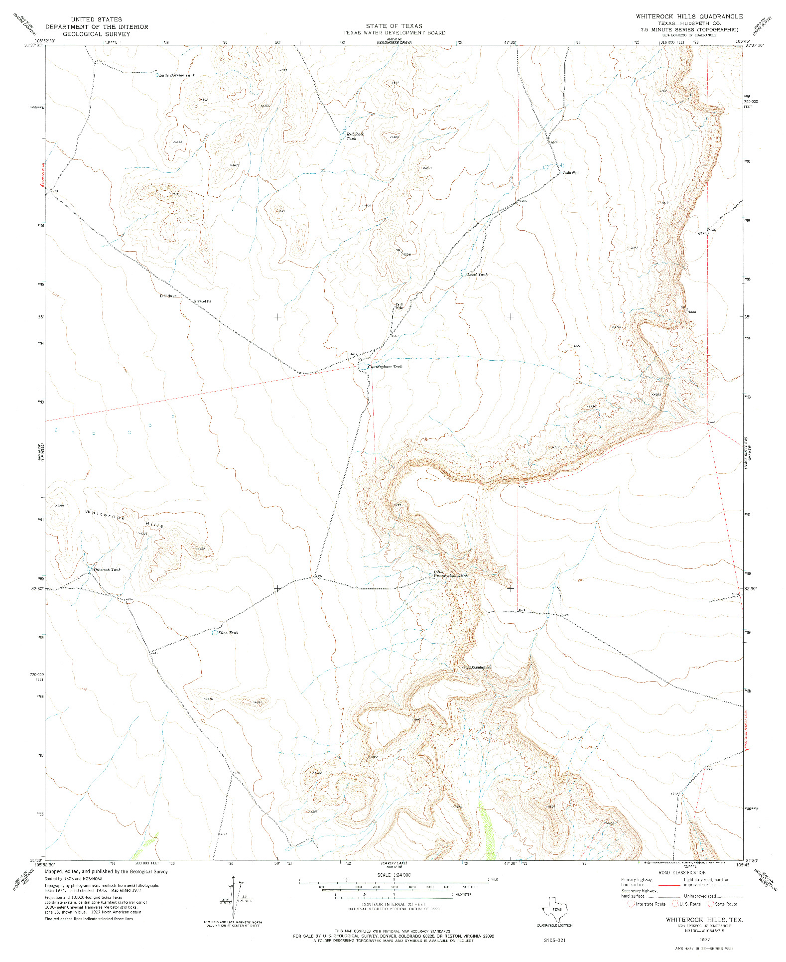 USGS 1:24000-SCALE QUADRANGLE FOR WHITEROCK HILLS, TX 1977