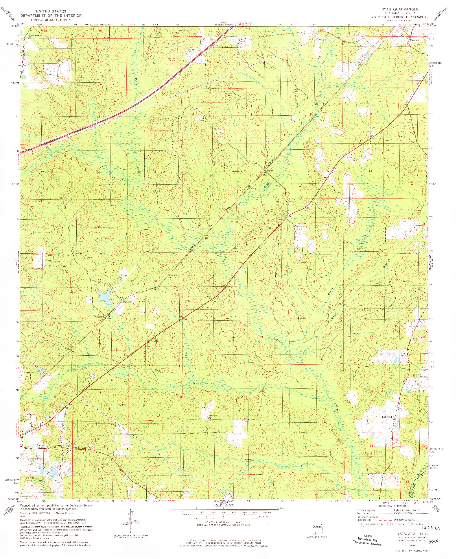 USGS 1:24000-SCALE QUADRANGLE FOR DYAS, AL 1978