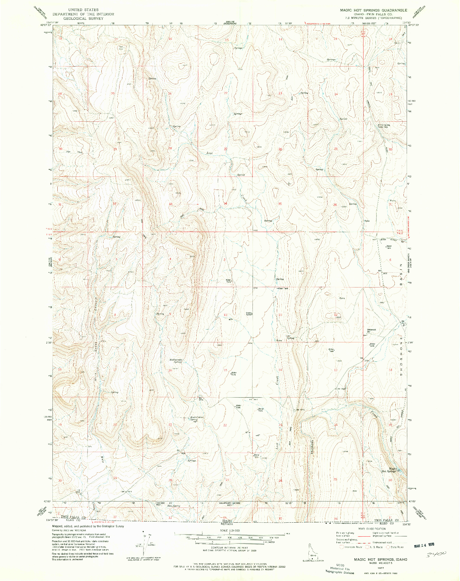 USGS 1:24000-SCALE QUADRANGLE FOR MAGIC HOT SPRINGS, ID 1977