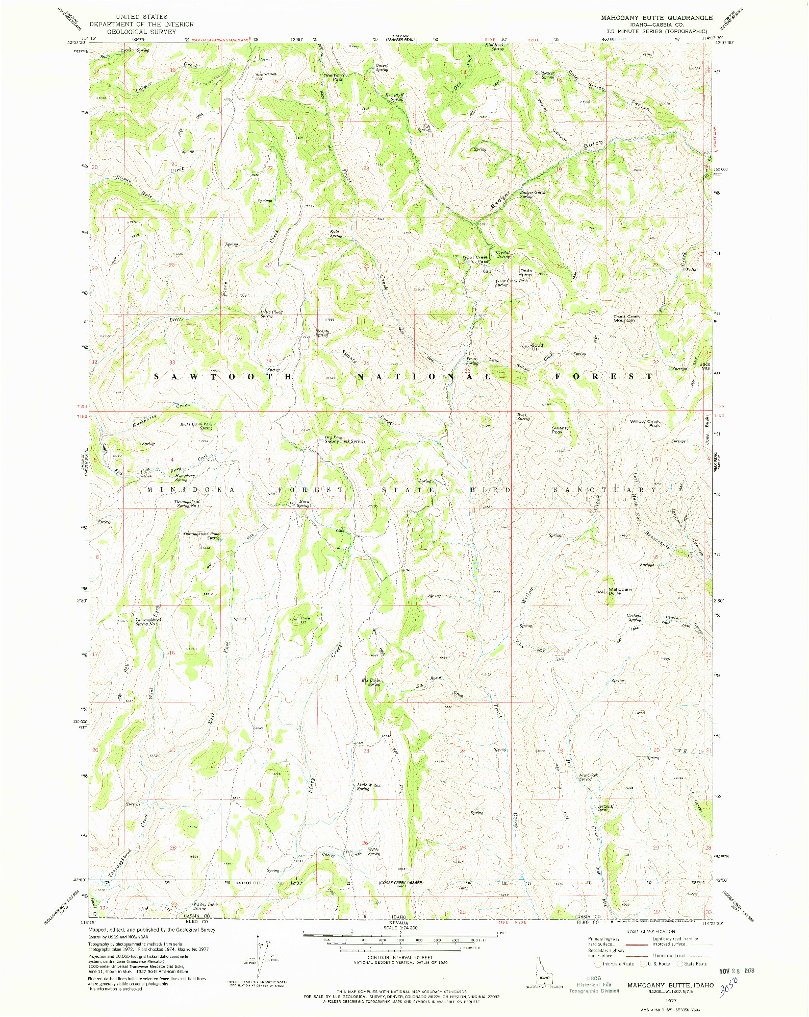 USGS 1:24000-SCALE QUADRANGLE FOR MAHOGANY BUTTE, ID 1977