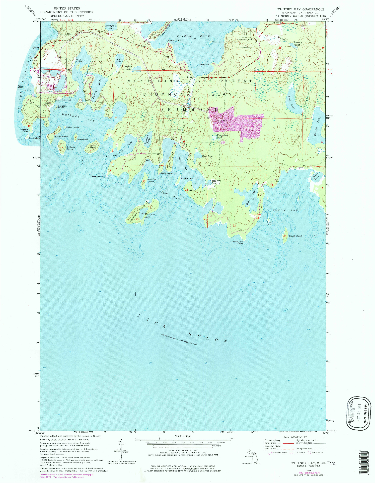 USGS 1:24000-SCALE QUADRANGLE FOR WHITNEY BAY, MI 1964