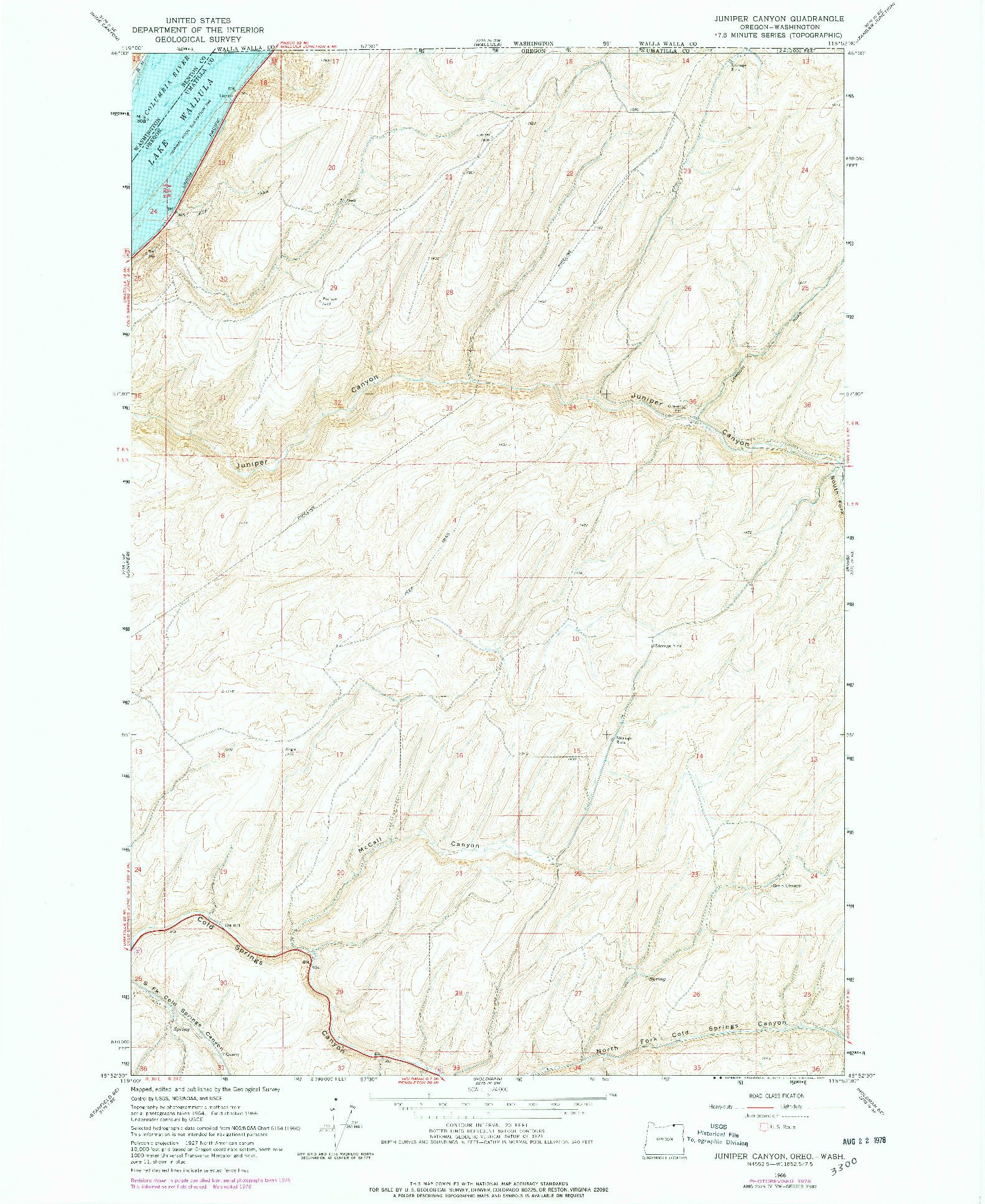 USGS 1:24000-SCALE QUADRANGLE FOR JUNIPER CANYON, OR 1966