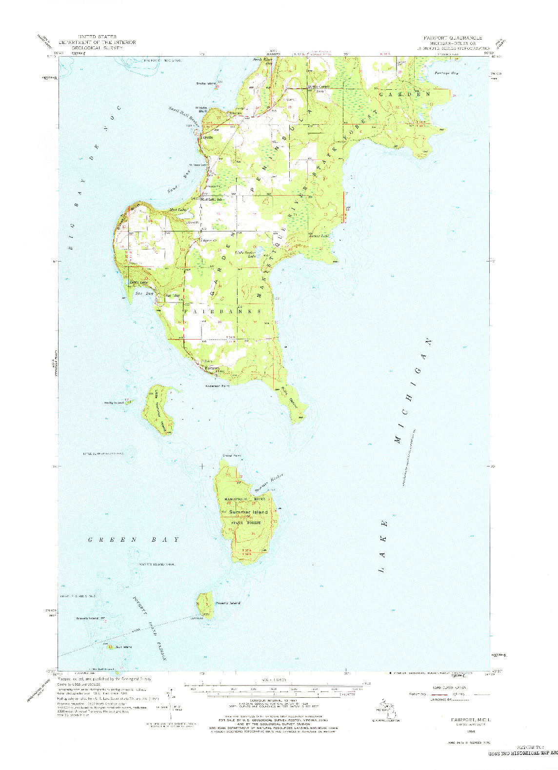 USGS 1:62500-SCALE QUADRANGLE FOR FAIRPORT, MI 1958