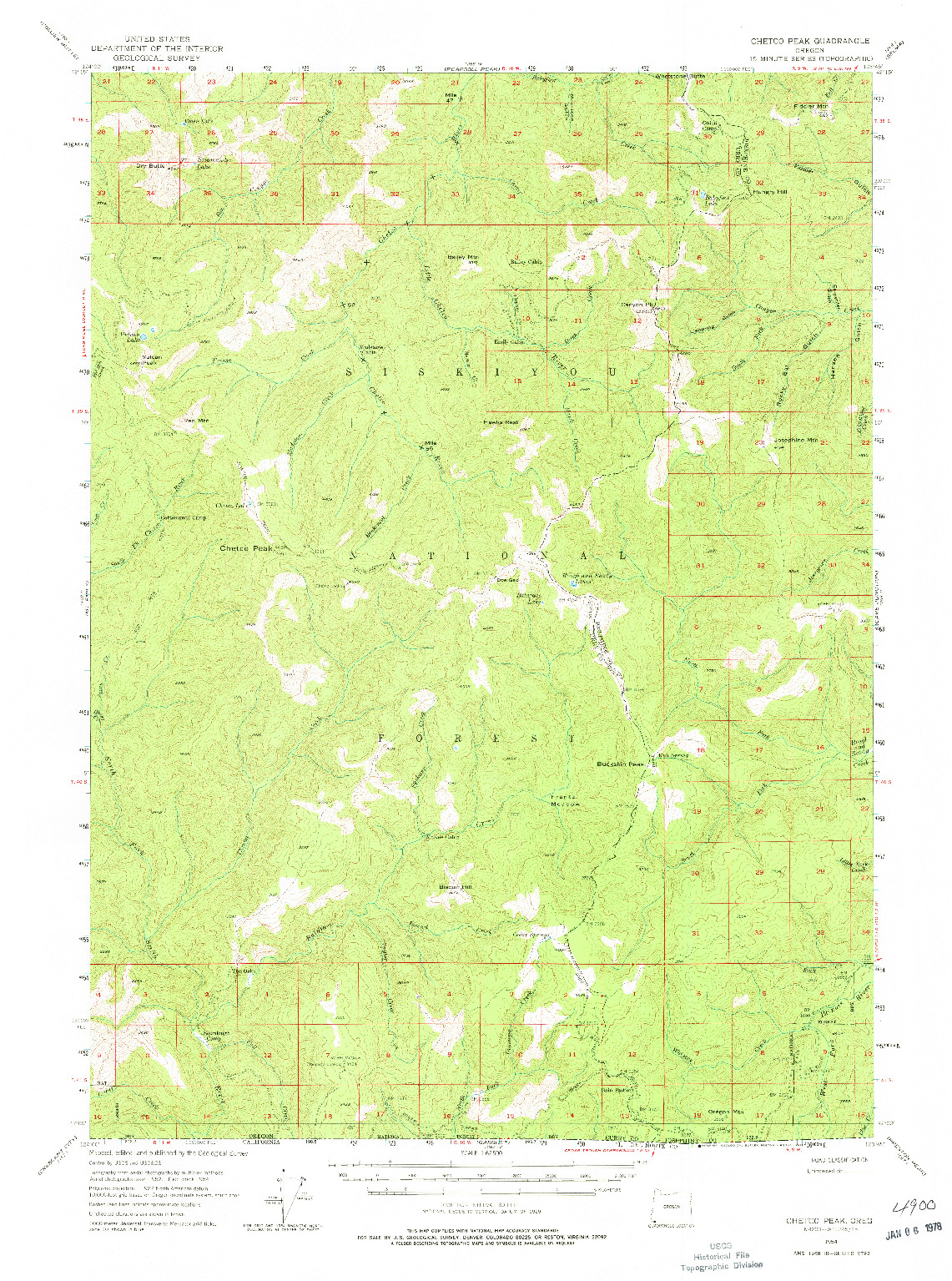 USGS 1:62500-SCALE QUADRANGLE FOR CHETCO PEAK, OR 1954