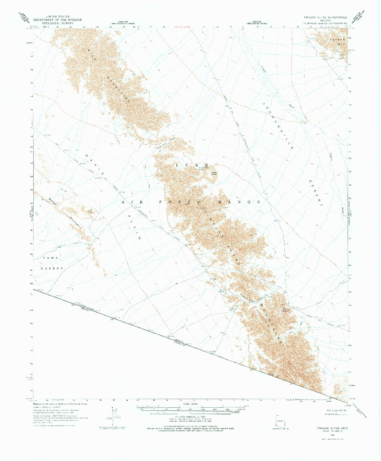 USGS 1:62500-SCALE QUADRANGLE FOR TINAJAS ALTAS, AZ 1965