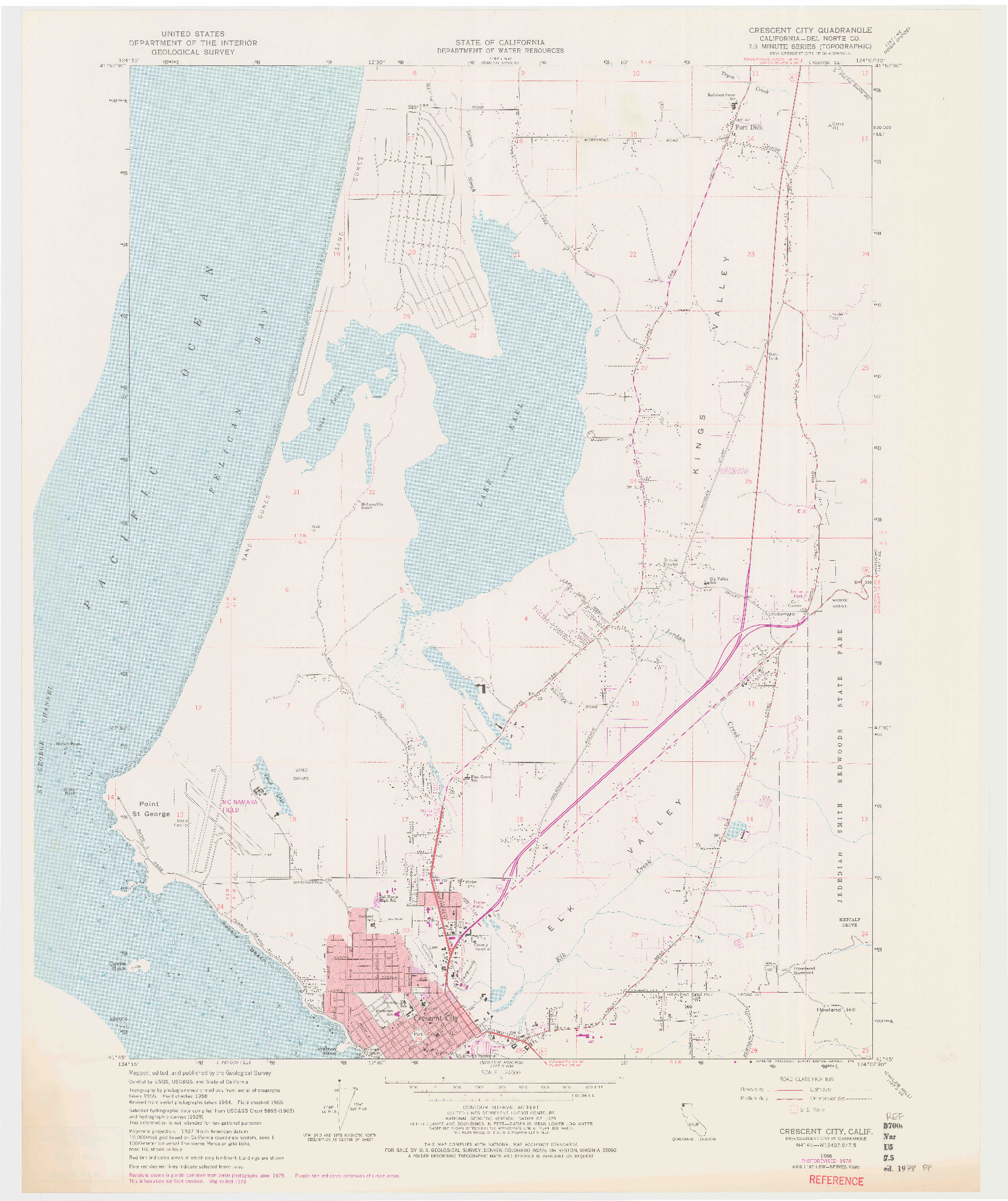 USGS 1:24000-SCALE QUADRANGLE FOR CRESCENT CITY, CA 1966