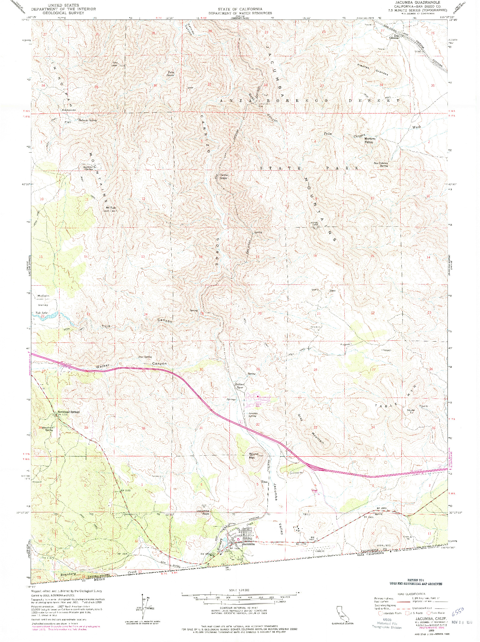 USGS 1:24000-SCALE QUADRANGLE FOR JACUMBA, CA 1959