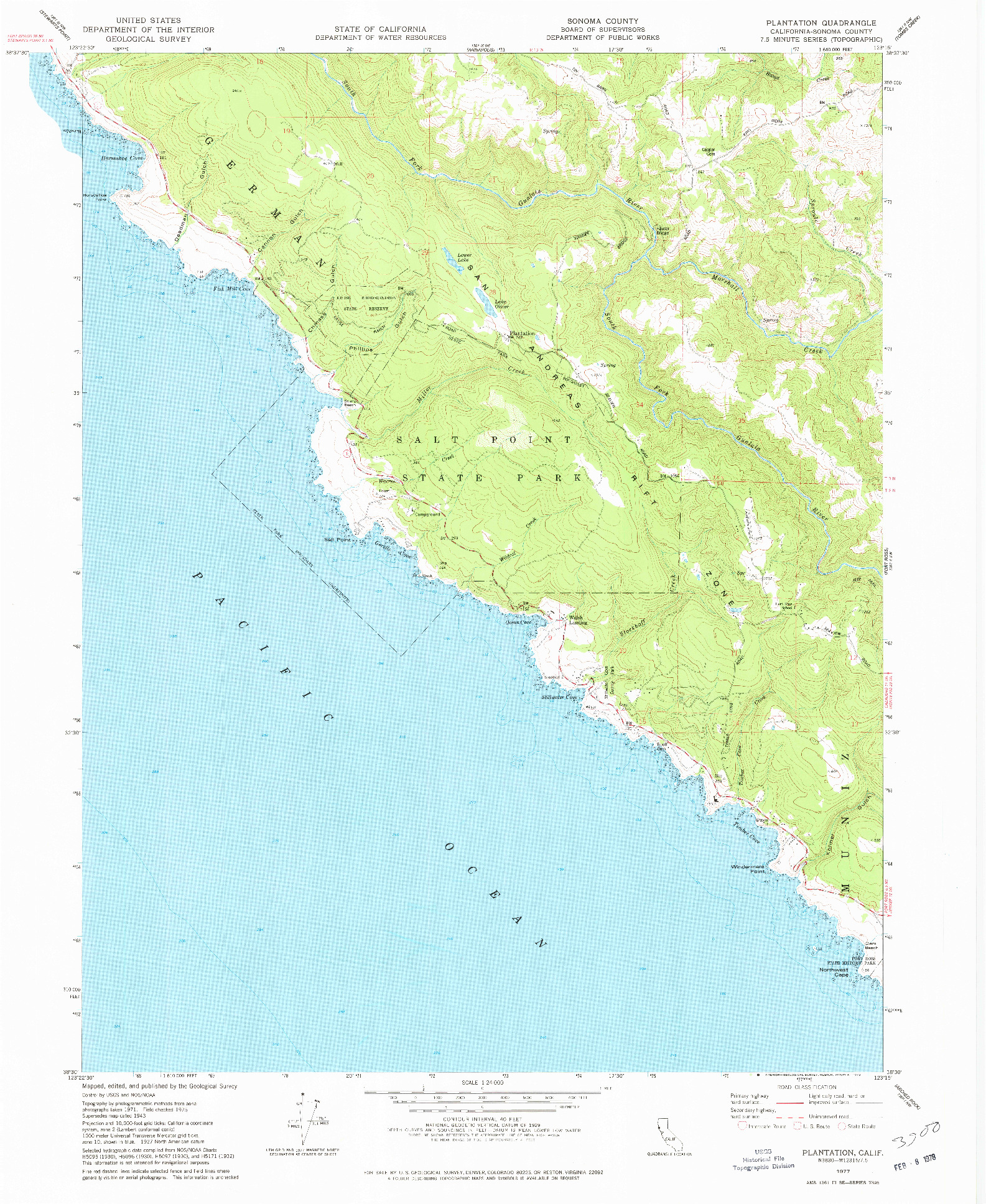 USGS 1:24000-SCALE QUADRANGLE FOR PLANTATION, CA 1977