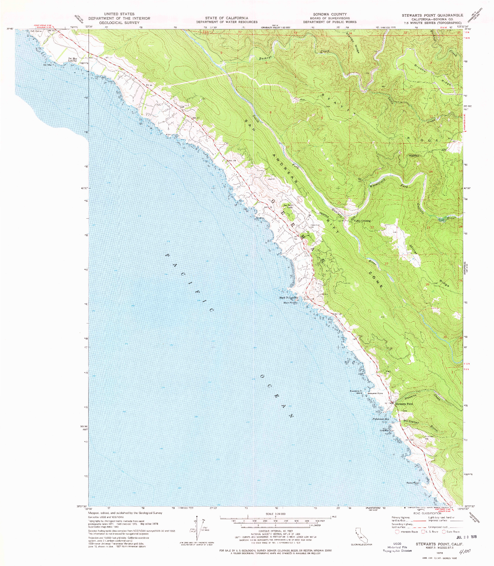 USGS 1:24000-SCALE QUADRANGLE FOR STEWARTS POINT, CA 1978