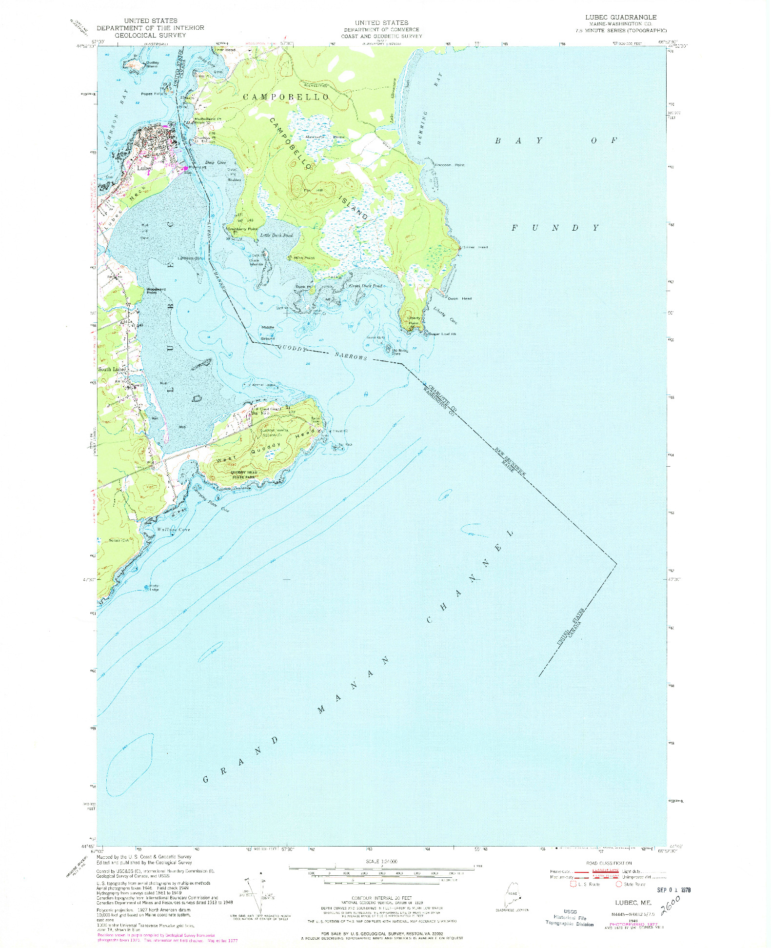 USGS 1:24000-SCALE QUADRANGLE FOR LUBEC, ME 1949