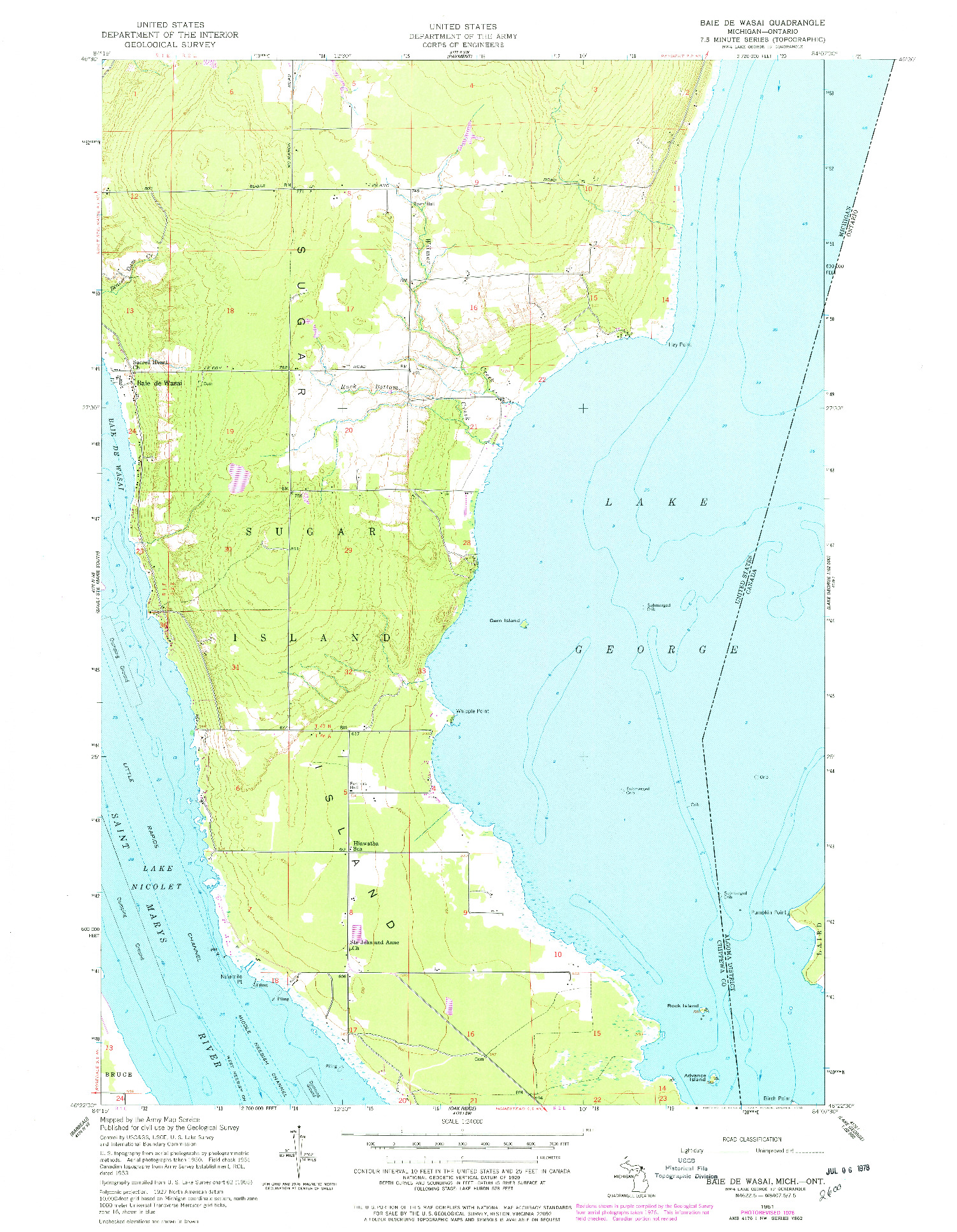 USGS 1:24000-SCALE QUADRANGLE FOR BAIE DE WASAI, MI 1951