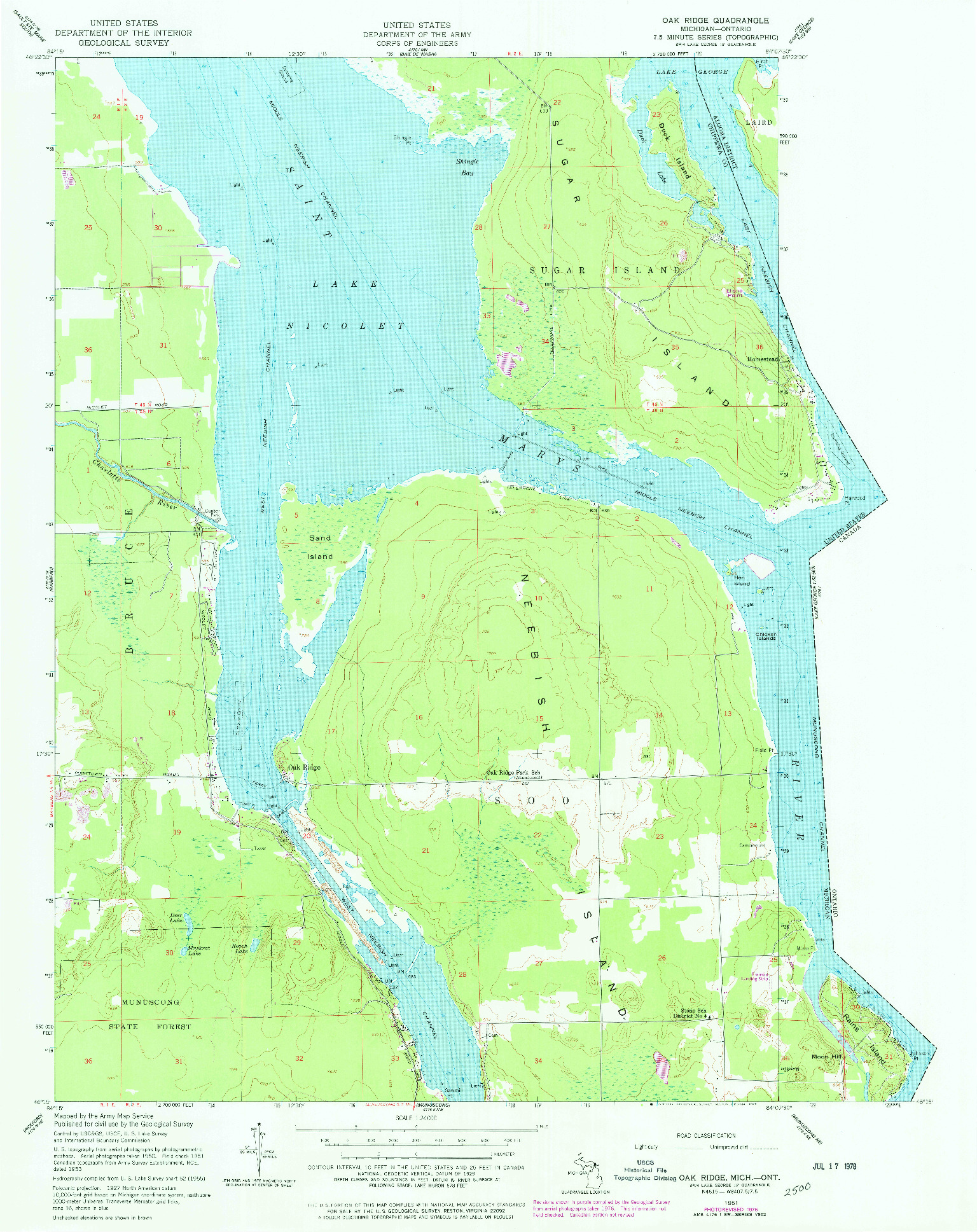 USGS 1:24000-SCALE QUADRANGLE FOR OAK RIDGE, MI 1951