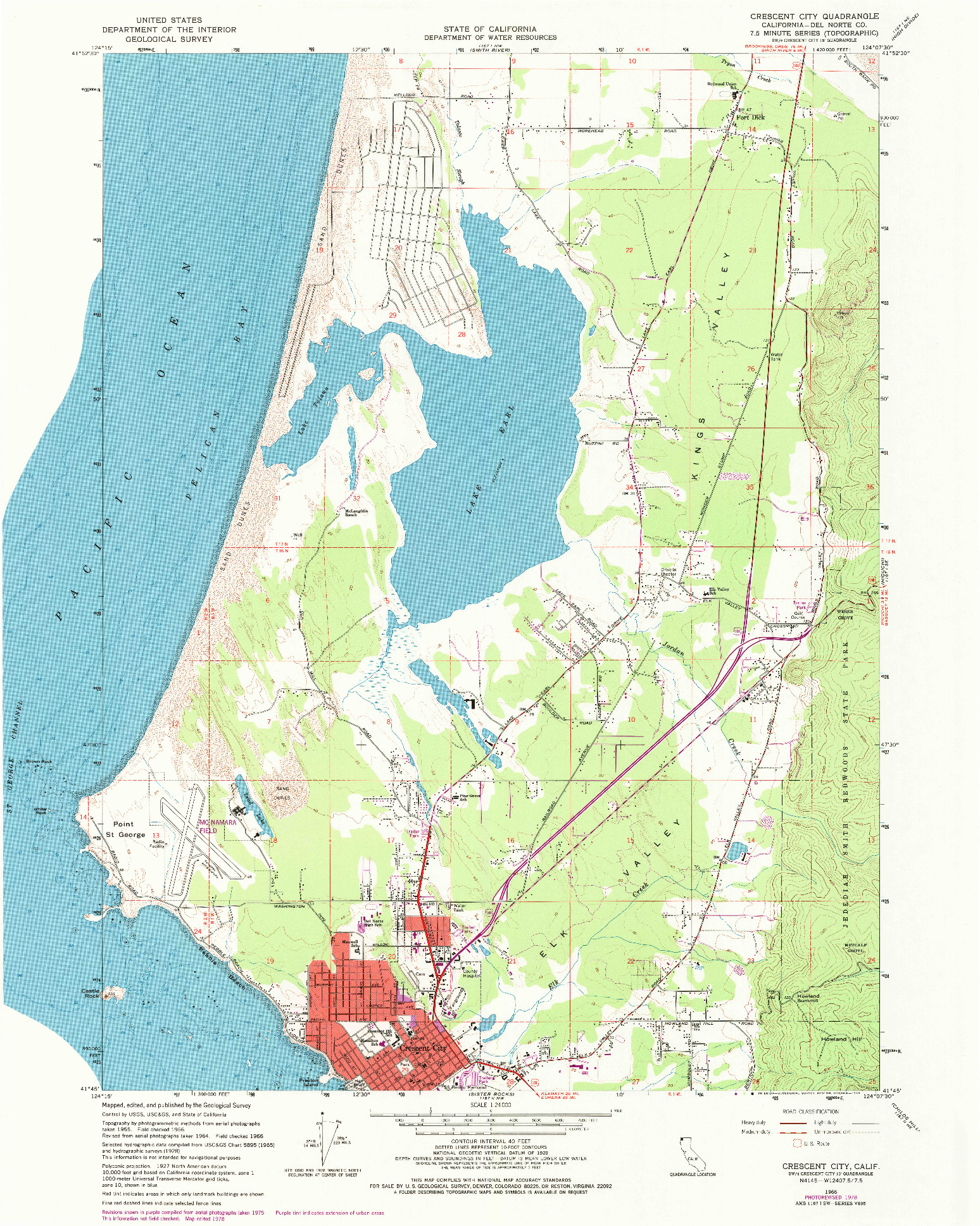 USGS 1:24000-SCALE QUADRANGLE FOR CRESCENT CITY, CA 1966