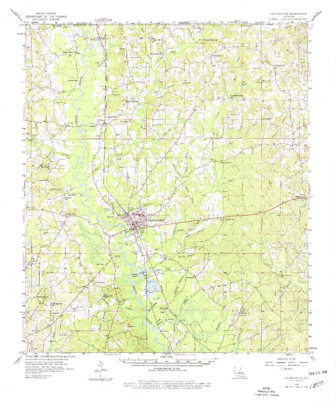 USGS 1:62500-SCALE QUADRANGLE FOR FRANKLINTON, LA 1958