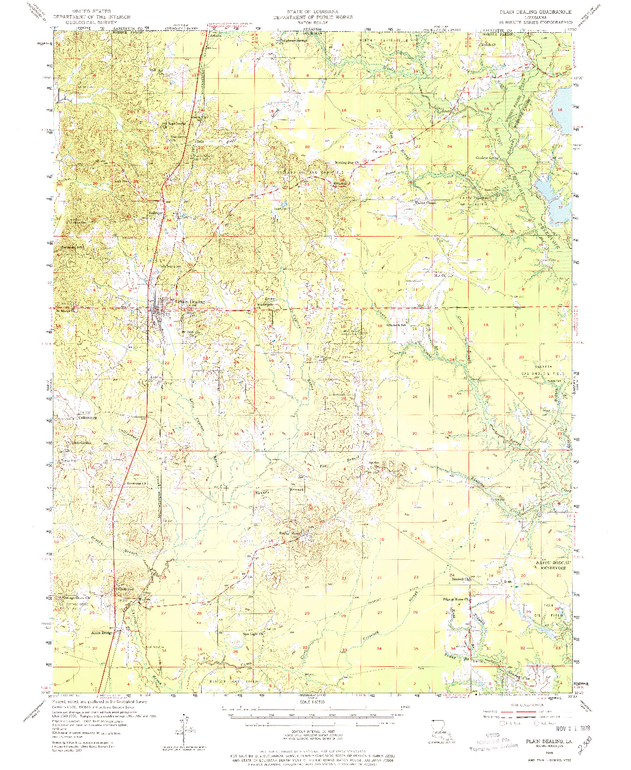 USGS 1:62500-SCALE QUADRANGLE FOR PLAIN DEALING, LA 1955