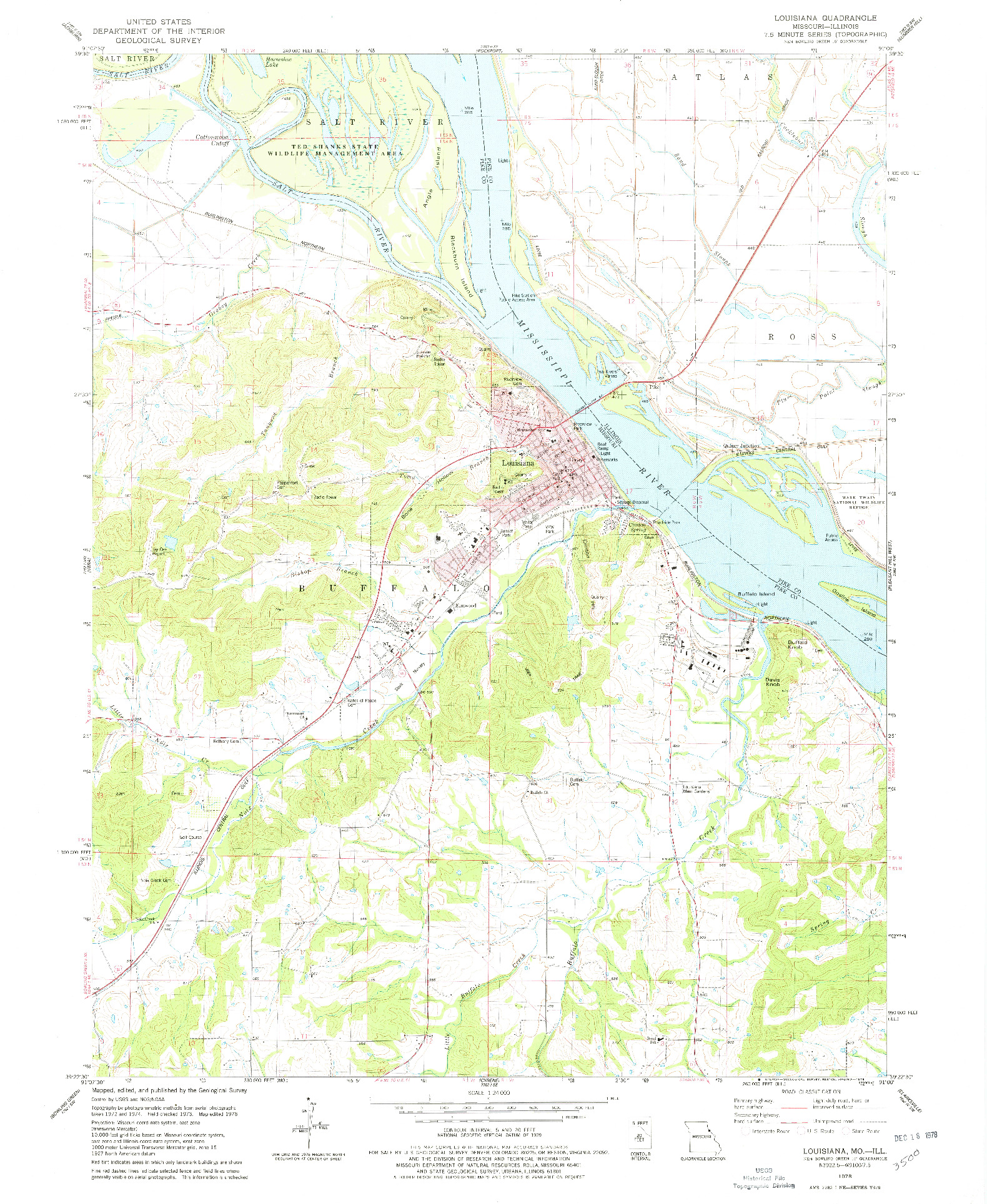 USGS 1:24000-SCALE QUADRANGLE FOR LOUISIANA, MO 1978