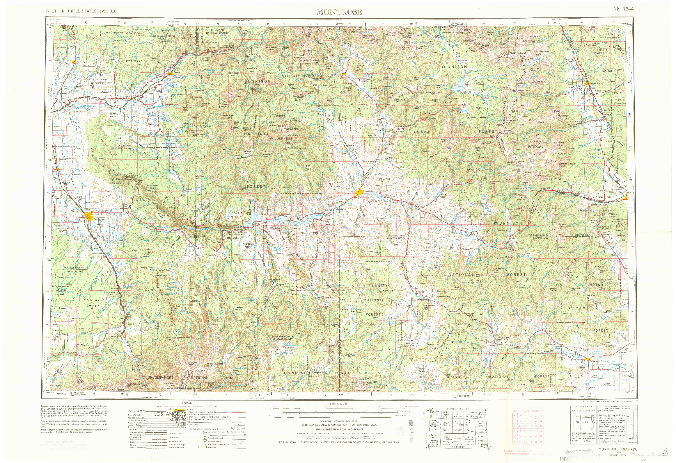 USGS 1:250000-SCALE QUADRANGLE FOR MONTROSE, CO 1956