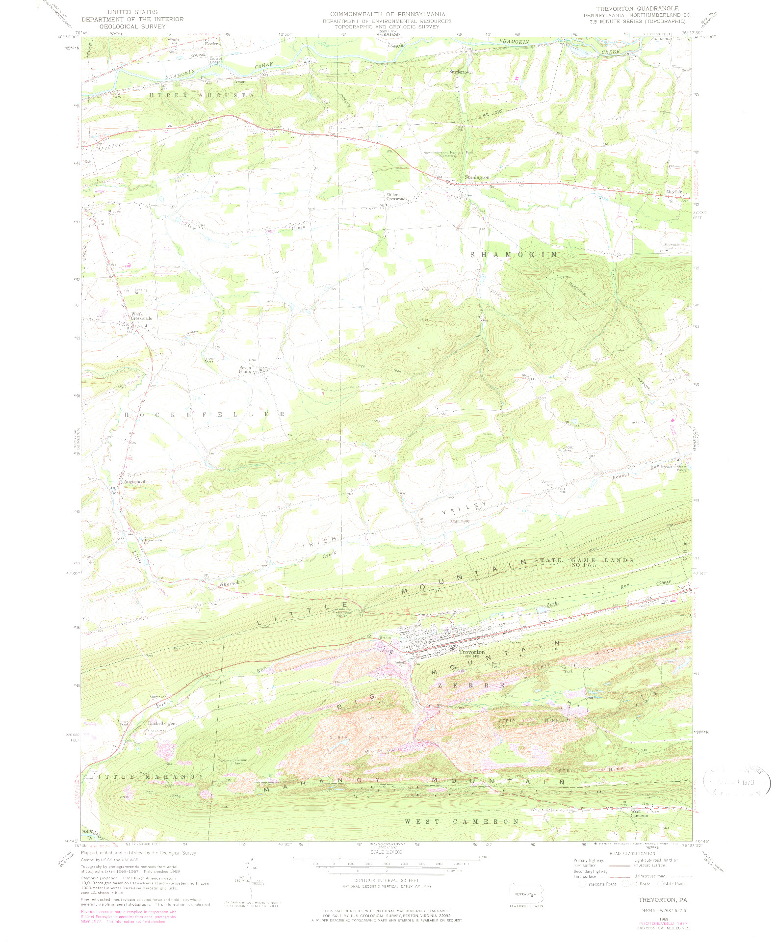 USGS 1:24000-SCALE QUADRANGLE FOR TREVORTON, PA 1969