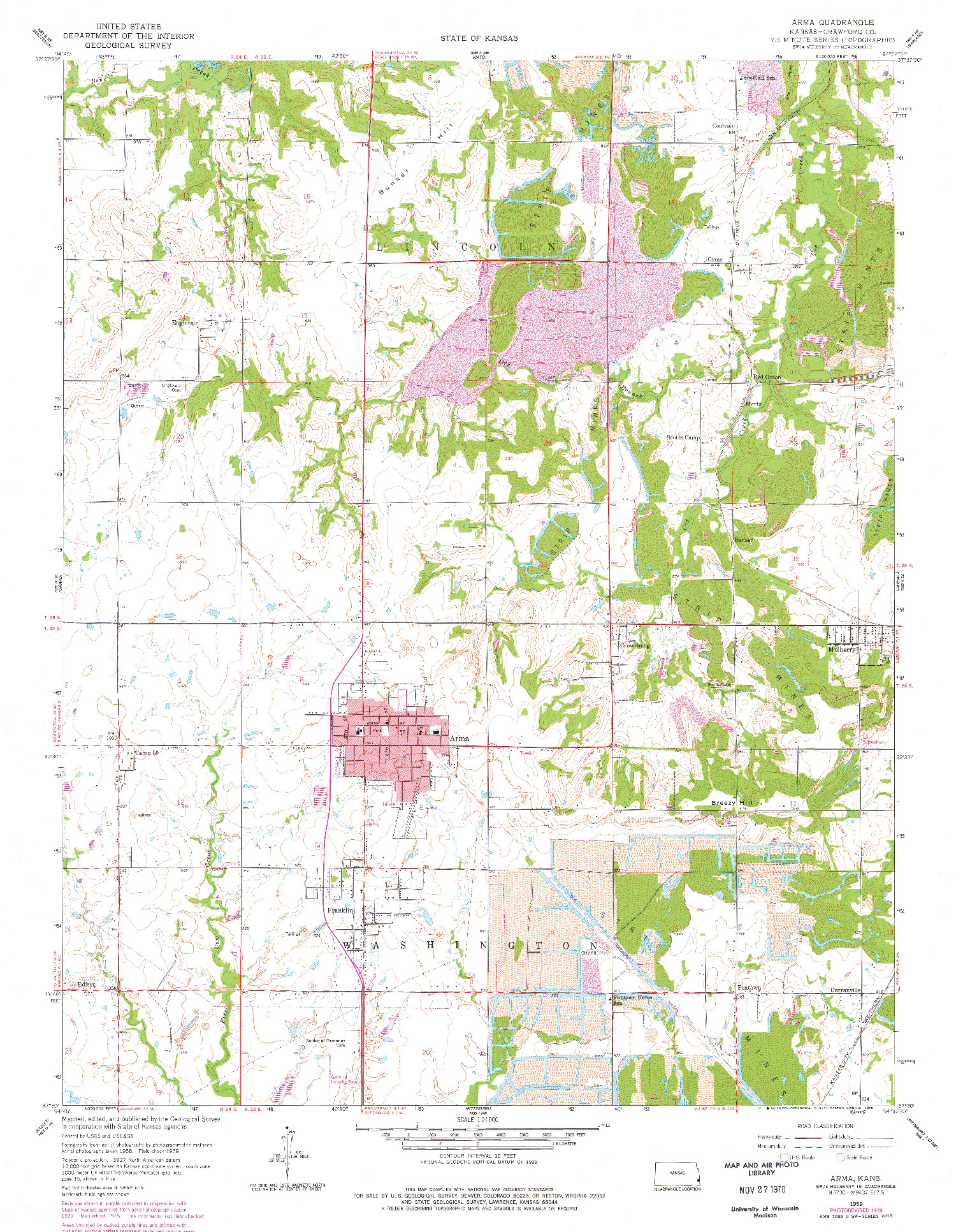 USGS 1:24000-SCALE QUADRANGLE FOR ARMA, KS 1959