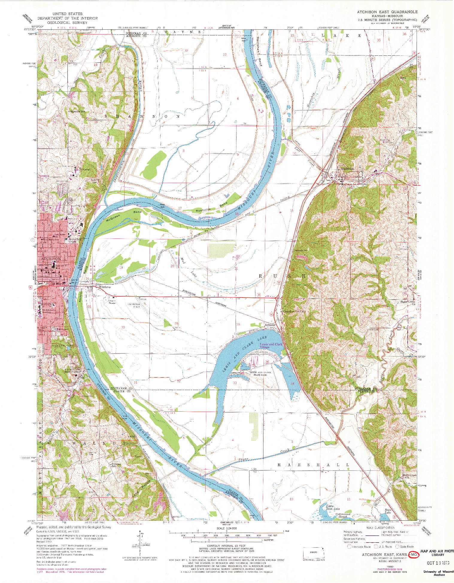 USGS 1:24000-SCALE QUADRANGLE FOR ATCHISON EAST, KS 1960