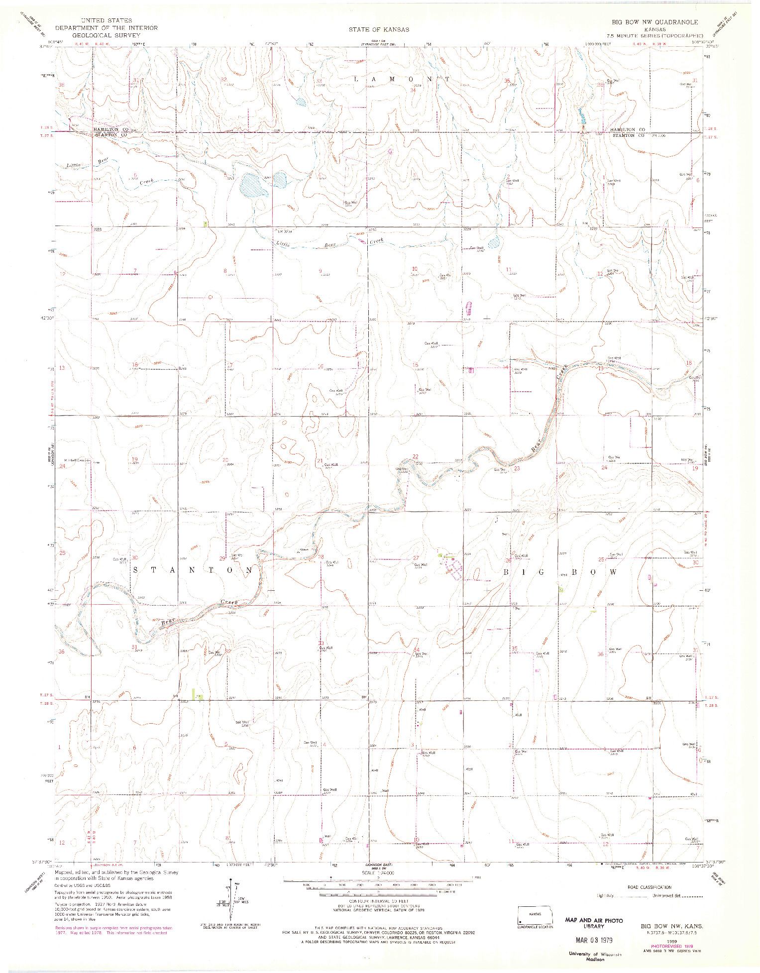 USGS 1:24000-SCALE QUADRANGLE FOR BIG BOW NW, KS 1959