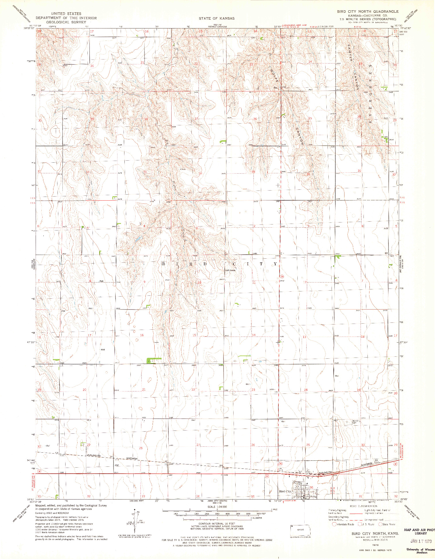 USGS 1:24000-SCALE QUADRANGLE FOR BIRD CITY NORTH, KS 1976